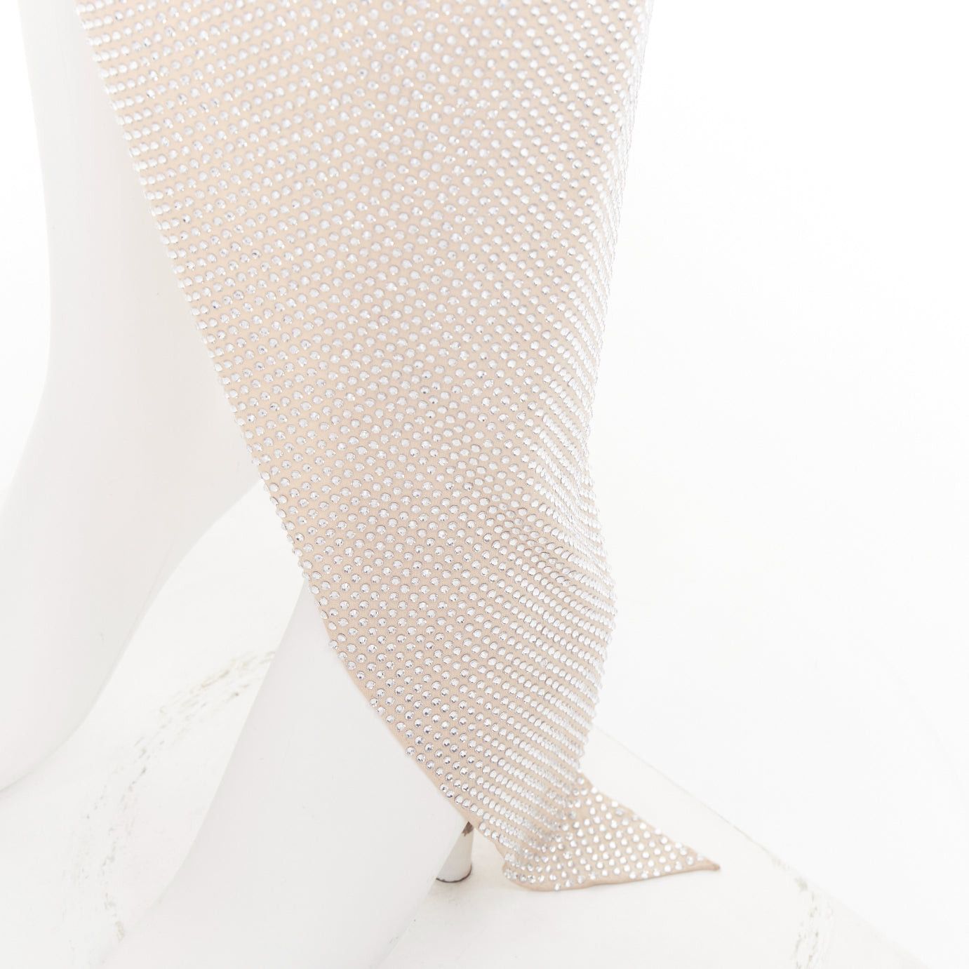 ALEXANDRE VAUTHIER Bridal ivory nude diamond strass crystal asymmetric draped dress