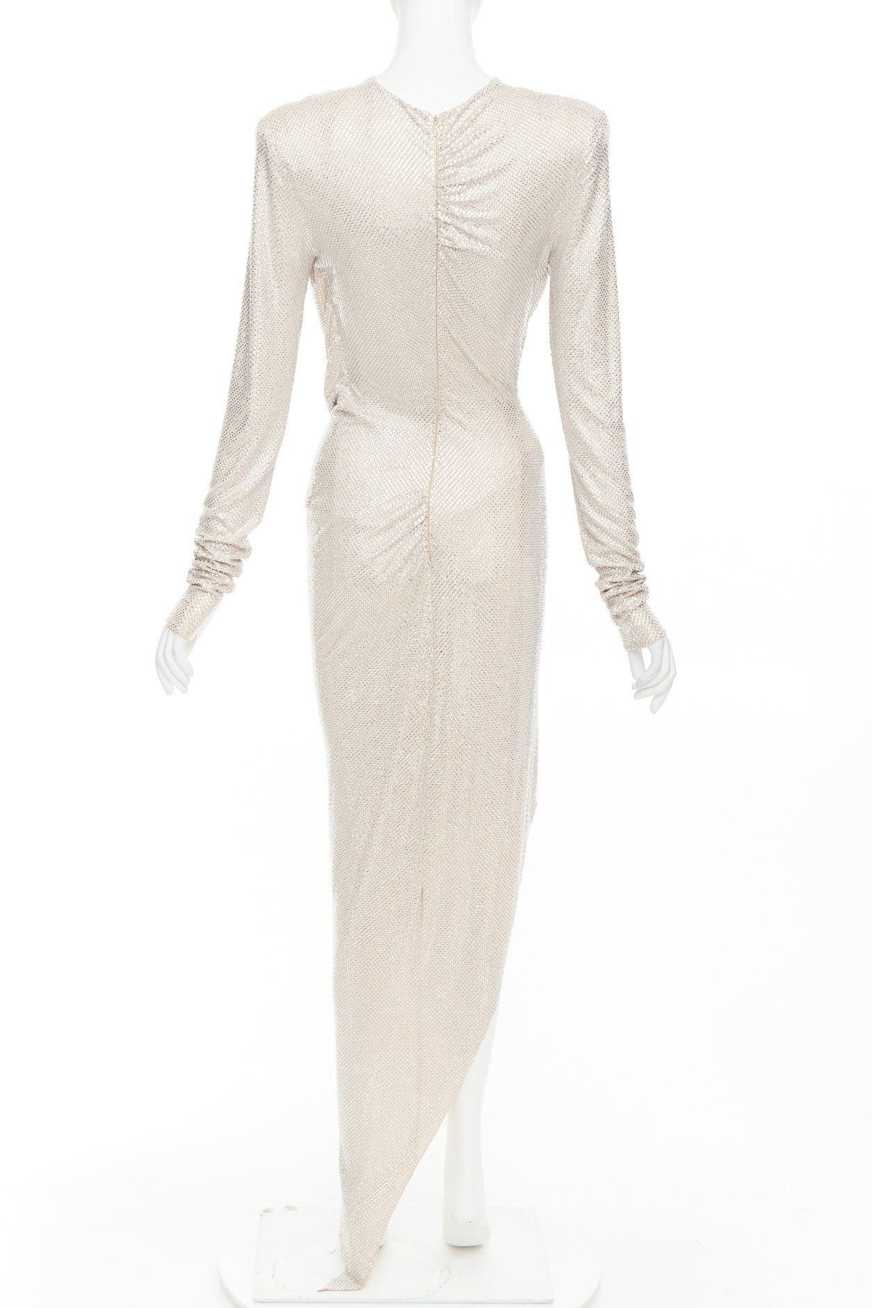 ALEXANDRE VAUTHIER Bridal ivory nude diamond strass crystal asymmetric draped dress