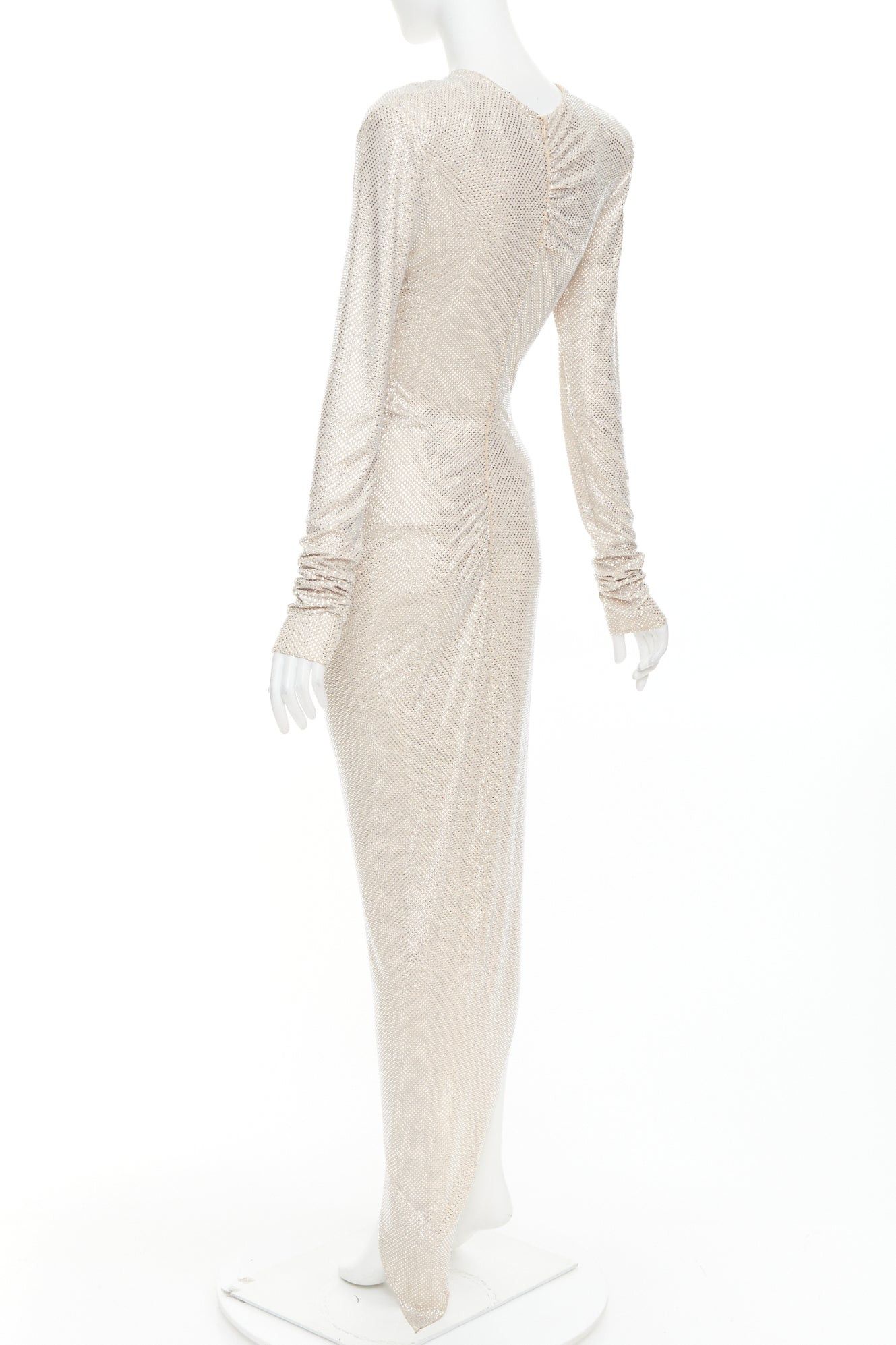 ALEXANDRE VAUTHIER Bridal ivory nude diamond strass crystal asymmetric draped dress