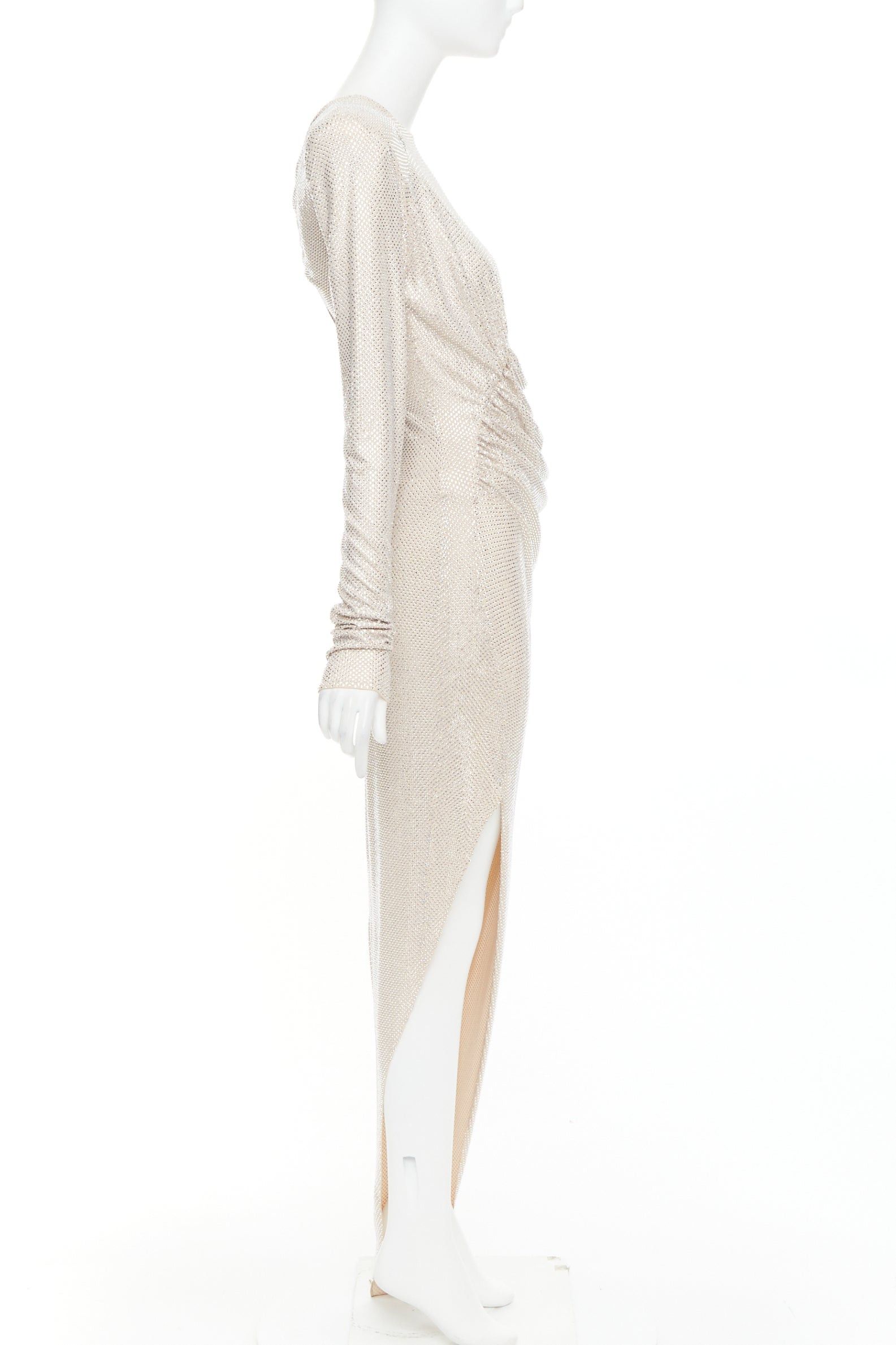 ALEXANDRE VAUTHIER Bridal ivory nude diamond strass crystal asymmetric draped dress