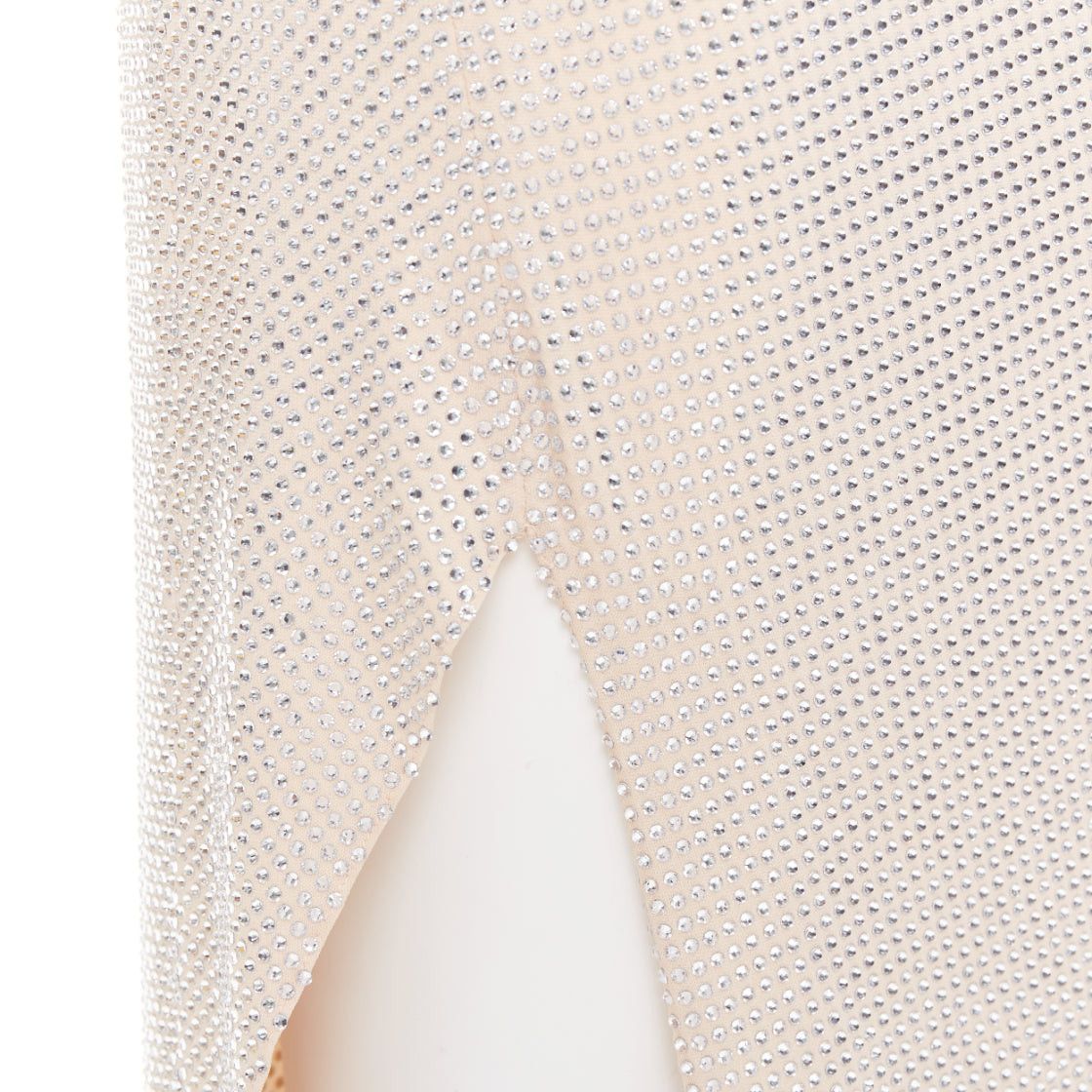 ALEXANDRE VAUTHIER Bridal ivory nude diamond strass crystal asymmetric draped dress