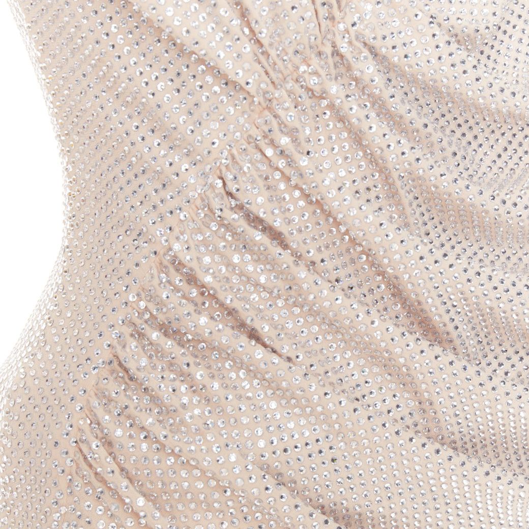 ALEXANDRE VAUTHIER Bridal ivory nude diamond strass crystal asymmetric draped dress
