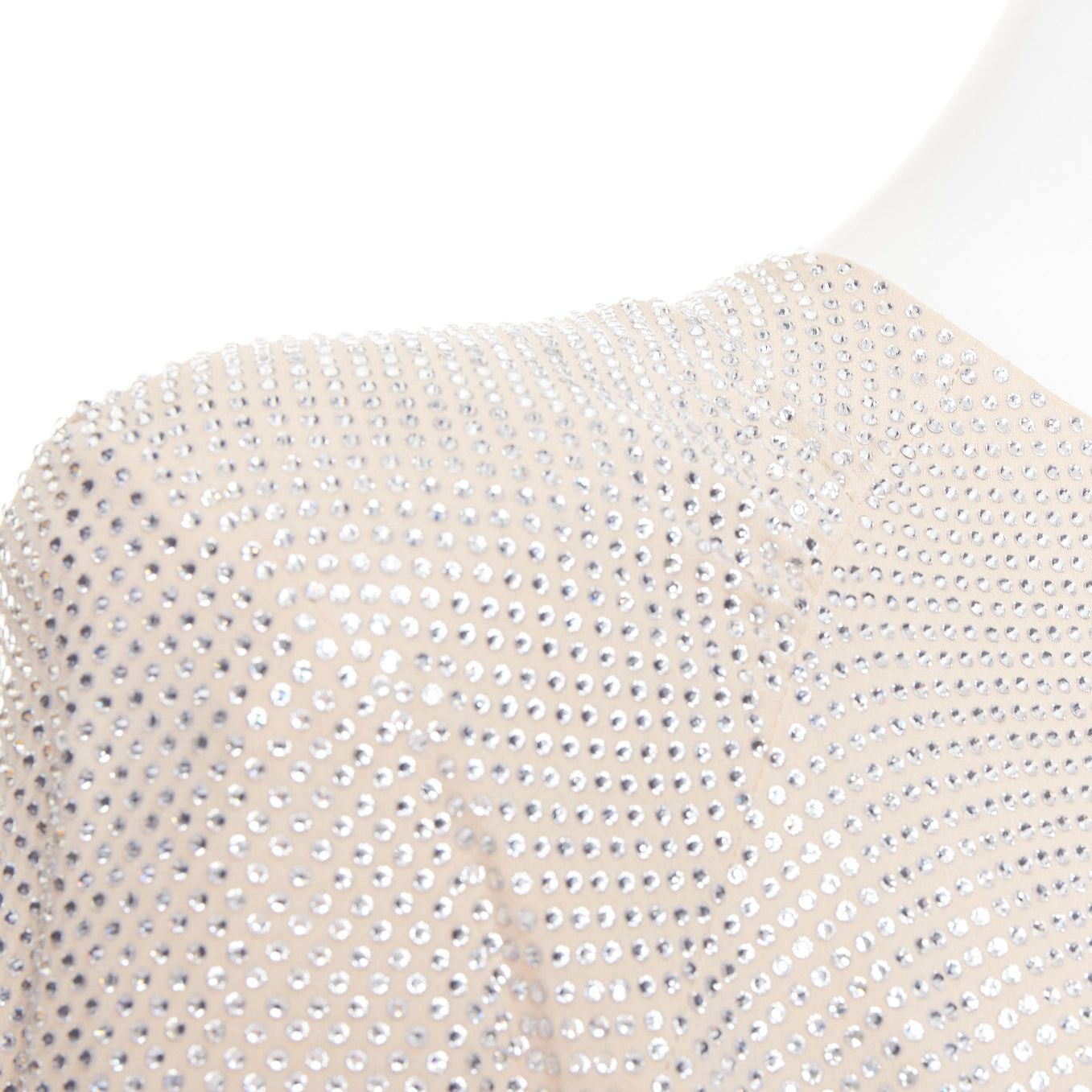 ALEXANDRE VAUTHIER Bridal ivory nude diamond strass crystal asymmetric draped dress