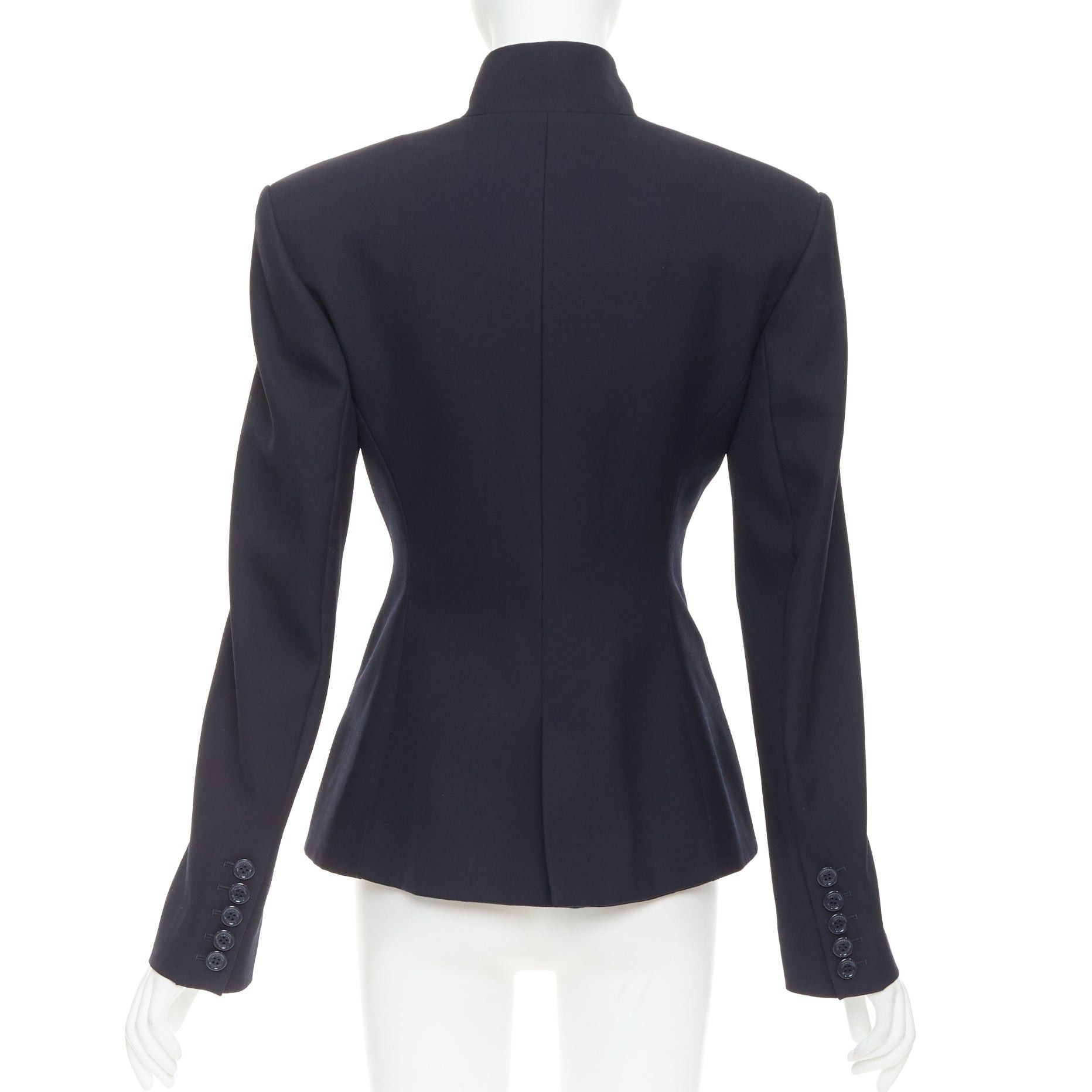 Alexandre Vauthier ALEXANDRE VAUTHIER COUTURE SS2025 Runway navy stand collar Power officer blazer Size S / US 4 / IT 40 - 6 Thumbnail