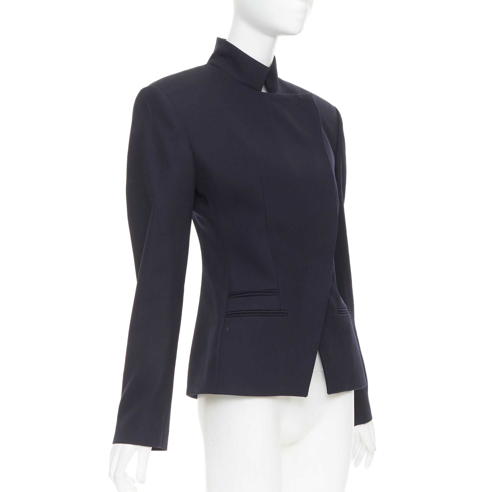 Alexandre Vauthier ALEXANDRE VAUTHIER COUTURE SS2025 Runway navy stand collar Power officer blazer Size S / US 4 / IT 40 - 4 Thumbnail