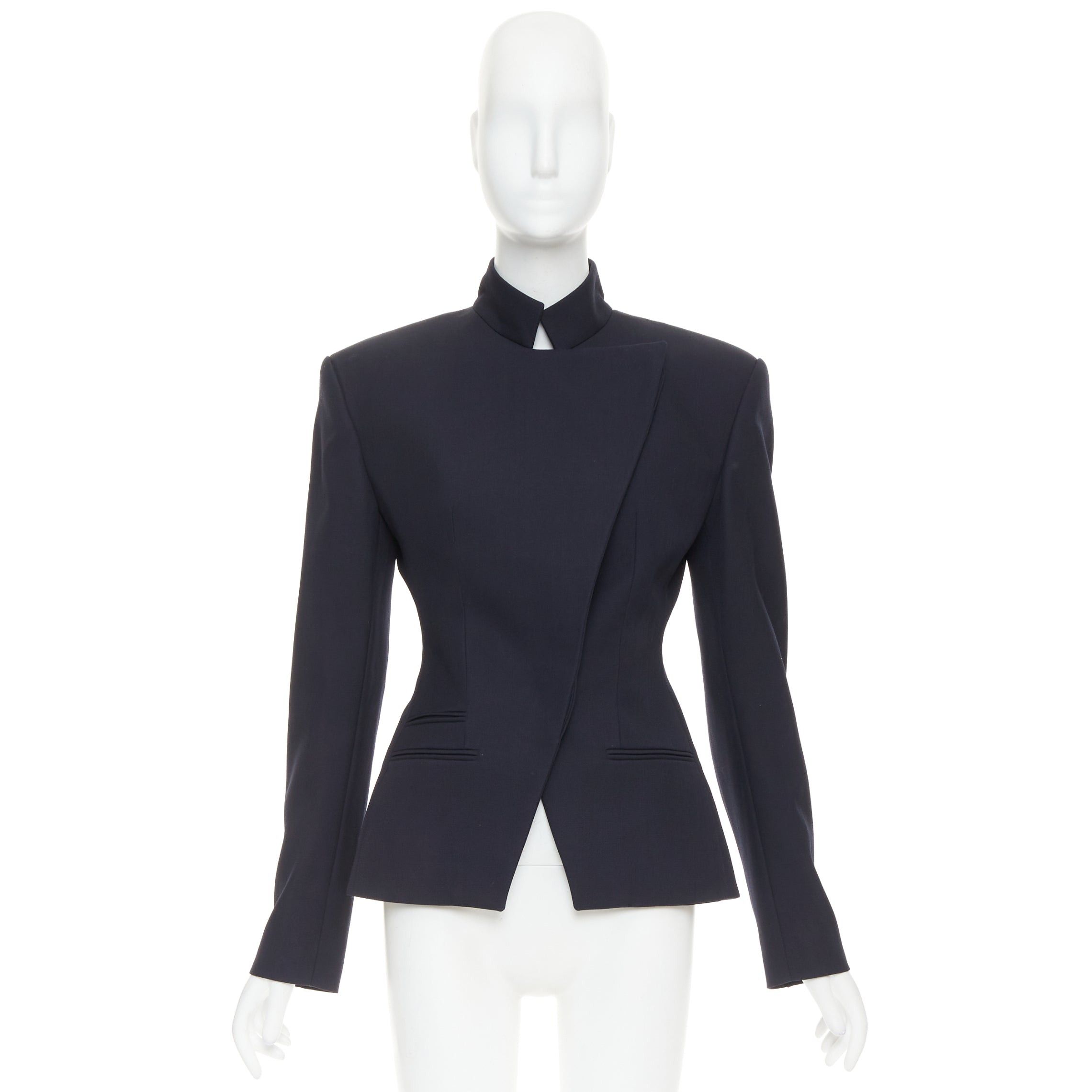 Alexandre Vauthier ALEXANDRE VAUTHIER COUTURE SS2025 Runway navy stand collar Power officer blazer Size S / US 4 / IT 40 - 10 Thumbnail