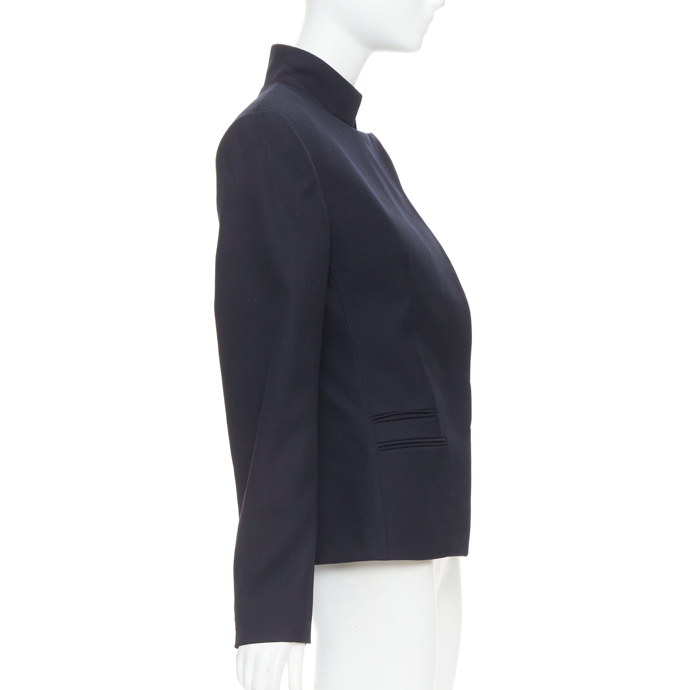 Alexandre Vauthier ALEXANDRE VAUTHIER COUTURE SS2025 Runway navy stand collar Power officer blazer Size S / US 4 / IT 40 - 5 Thumbnail