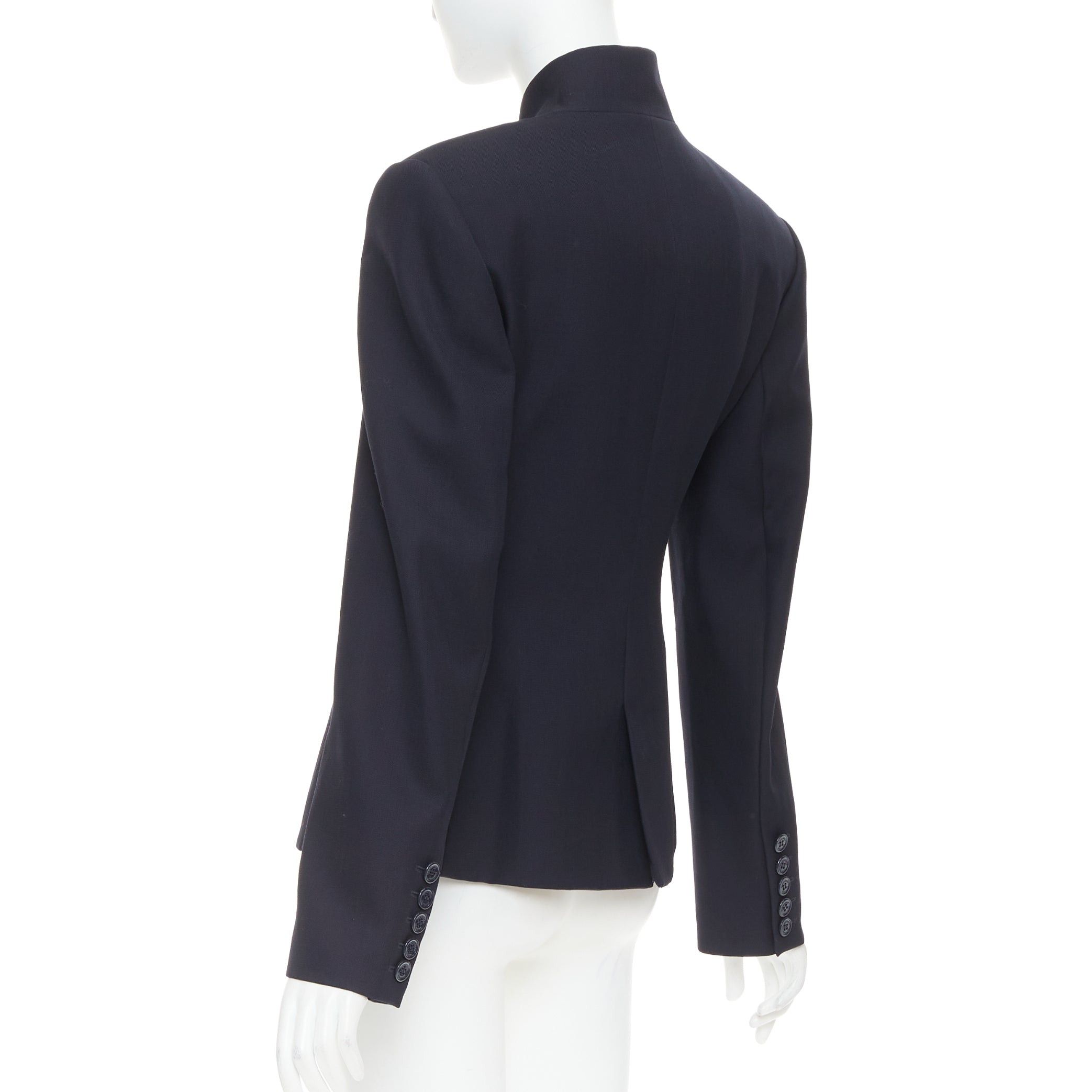 Alexandre Vauthier ALEXANDRE VAUTHIER COUTURE SS2025 Runway navy stand collar Power officer blazer Size S / US 4 / IT 40 - 7 Thumbnail