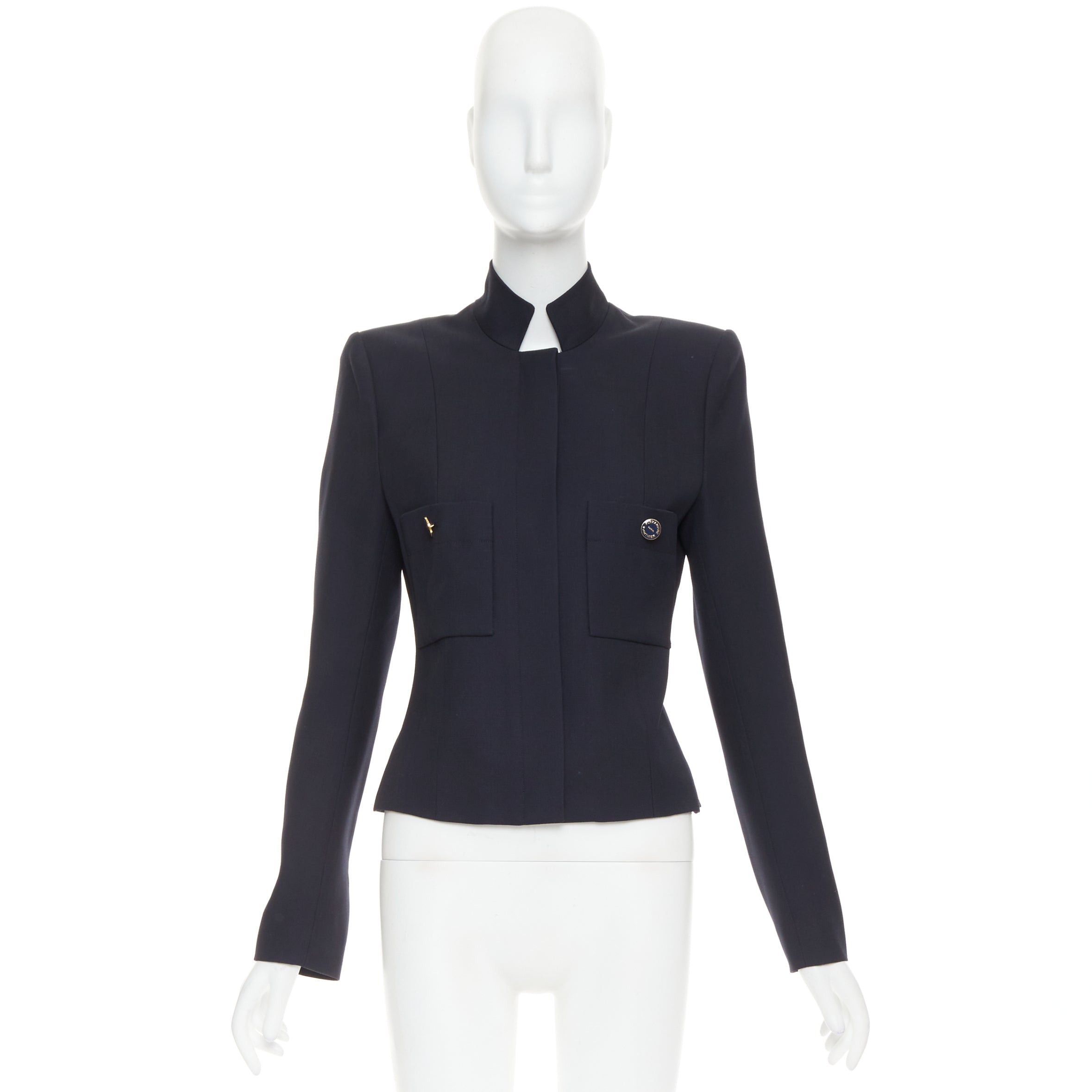 Alexandre Vauthier ALEXANDRE VAUTHIER COUTURE AW2023 Runway navy cropped military collar officer jacket Size S / US 4 / IT 40 - 10 Thumbnail