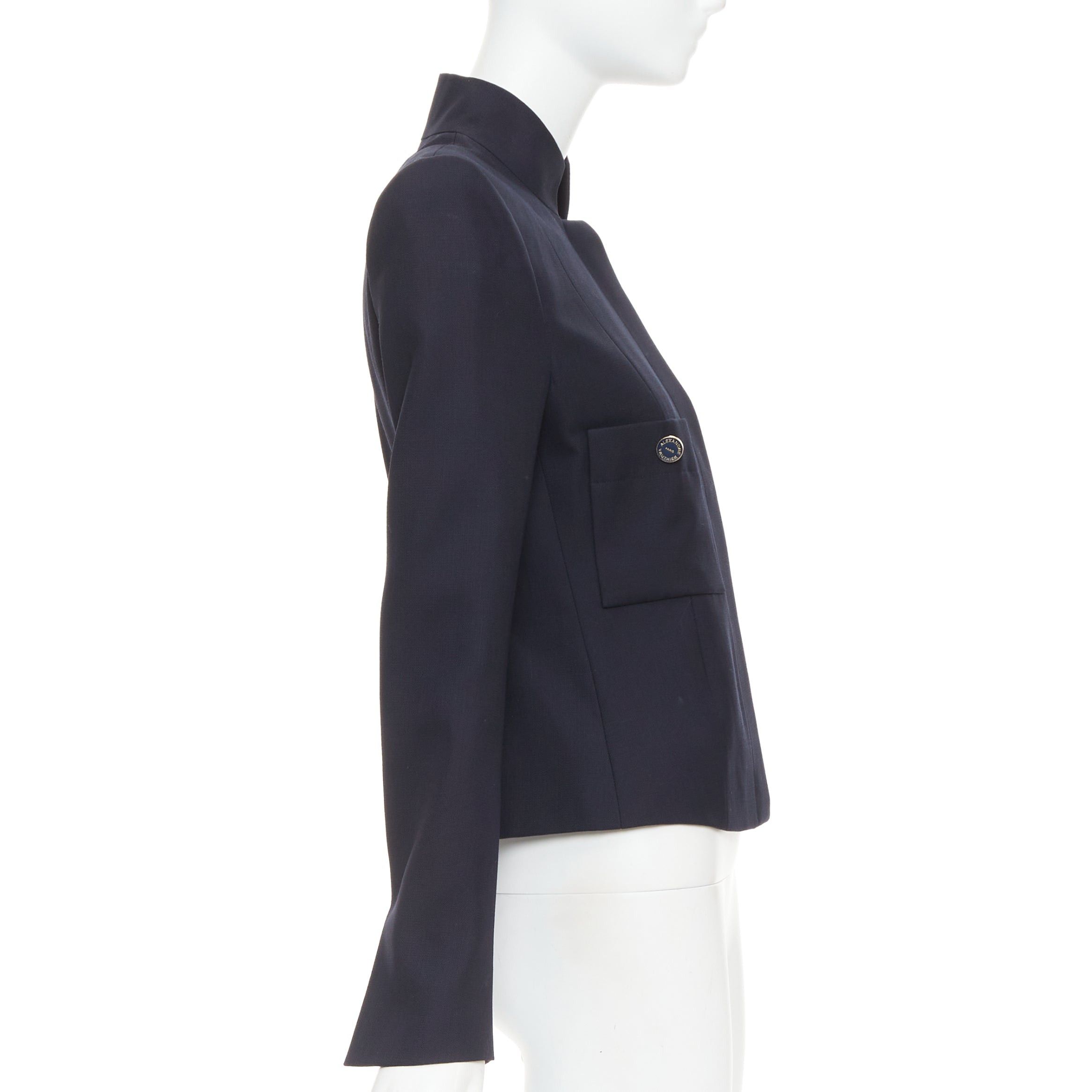 Alexandre Vauthier ALEXANDRE VAUTHIER COUTURE AW2023 Runway navy cropped military collar officer jacket Size S / US 4 / IT 40 - 5 Thumbnail