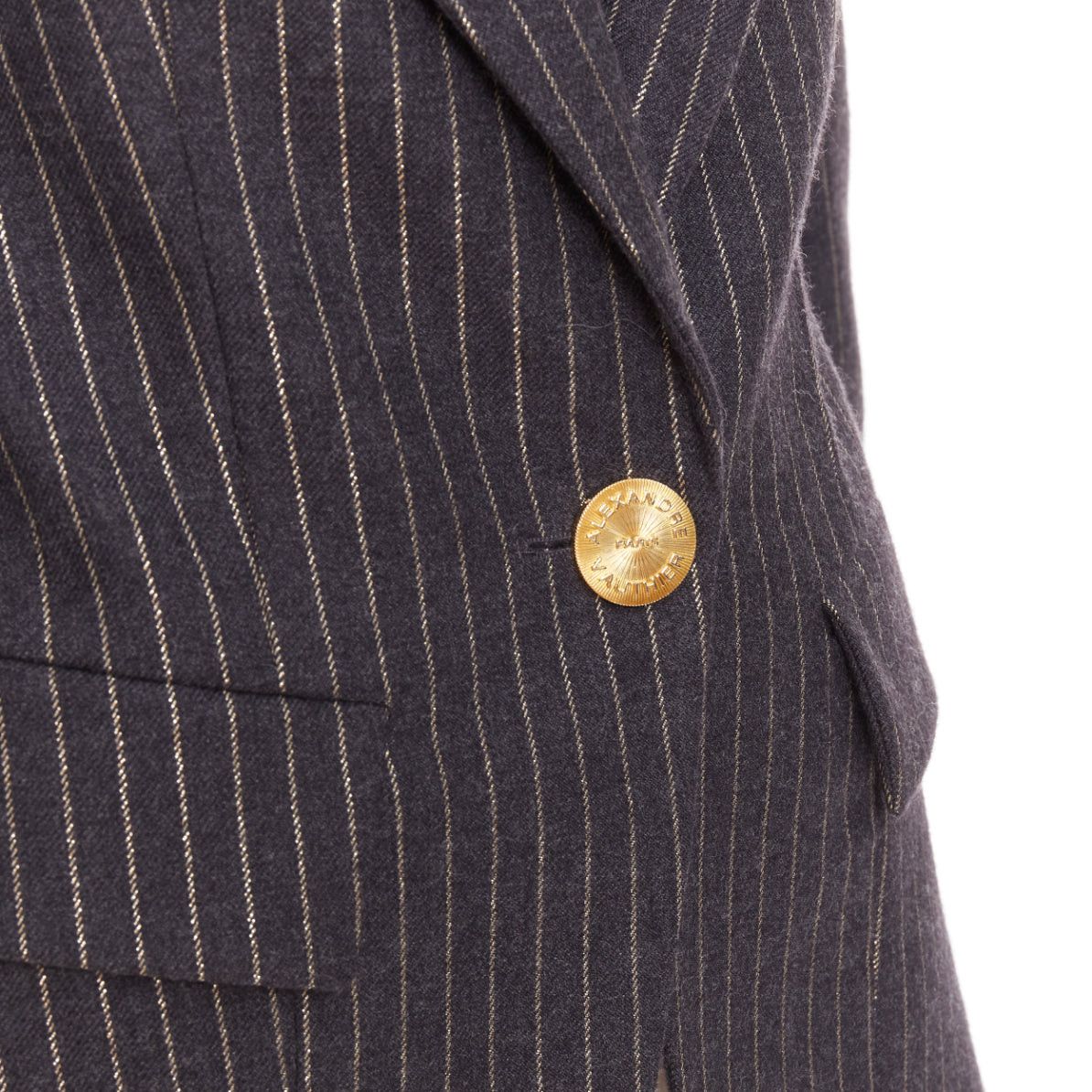 Alexandre Vauthier ALEXANDRE VAUTHIER dark grey metallic gold pinstripes single breasted blazer FR36 S Size S / US 4 / IT 40 - 8 Thumbnail
