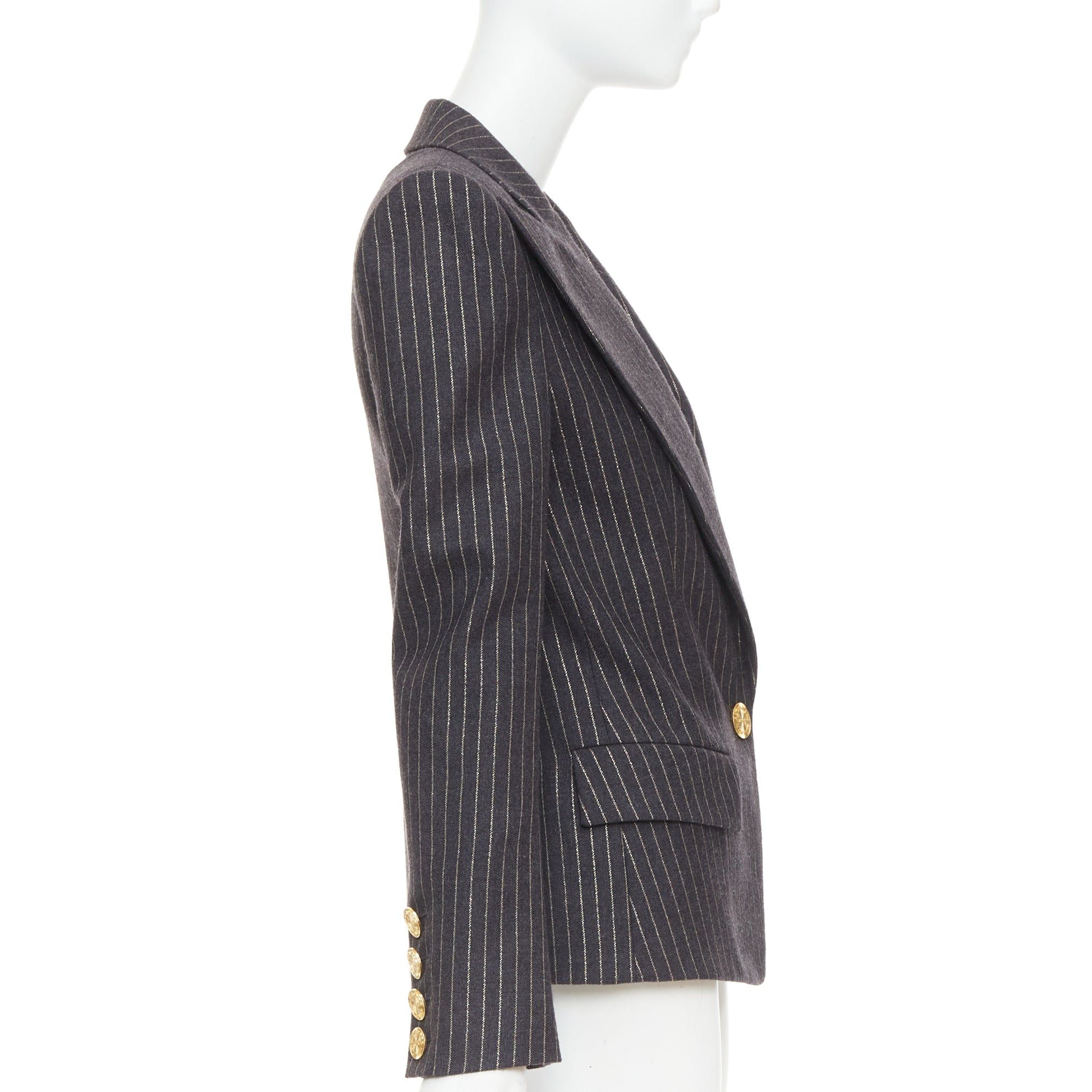 Alexandre Vauthier ALEXANDRE VAUTHIER dark grey metallic gold pinstripes single breasted blazer FR36 S Size S / US 4 / IT 40 - 5 Thumbnail