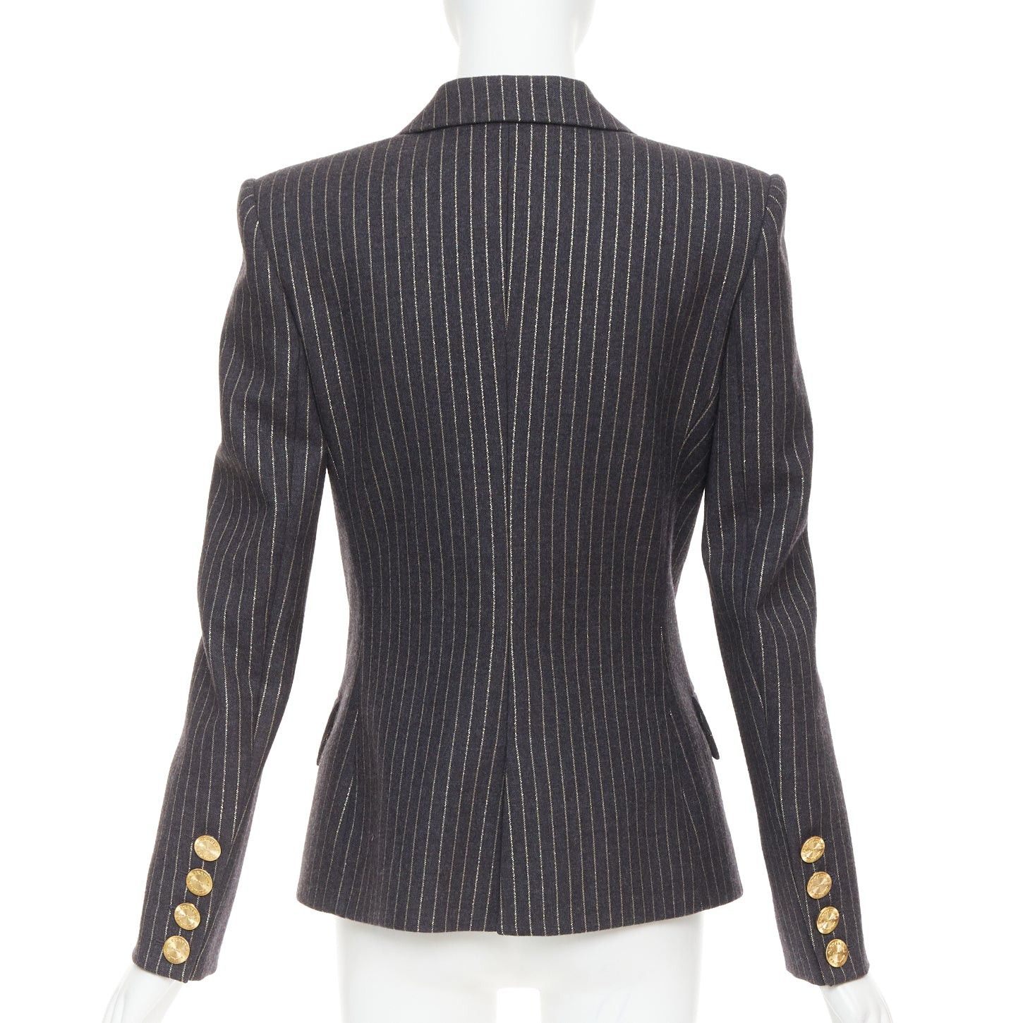 Alexandre Vauthier ALEXANDRE VAUTHIER dark grey metallic gold pinstripes single breasted blazer FR36 S Size S / US 4 / IT 40 - 6 Thumbnail