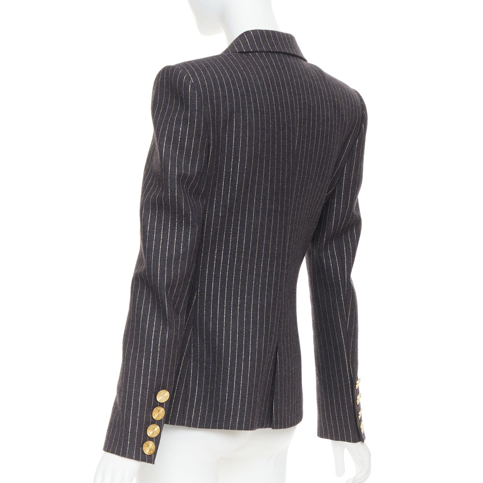 Alexandre Vauthier ALEXANDRE VAUTHIER dark grey metallic gold pinstripes single breasted blazer FR36 S Size S / US 4 / IT 40 - 7 Thumbnail