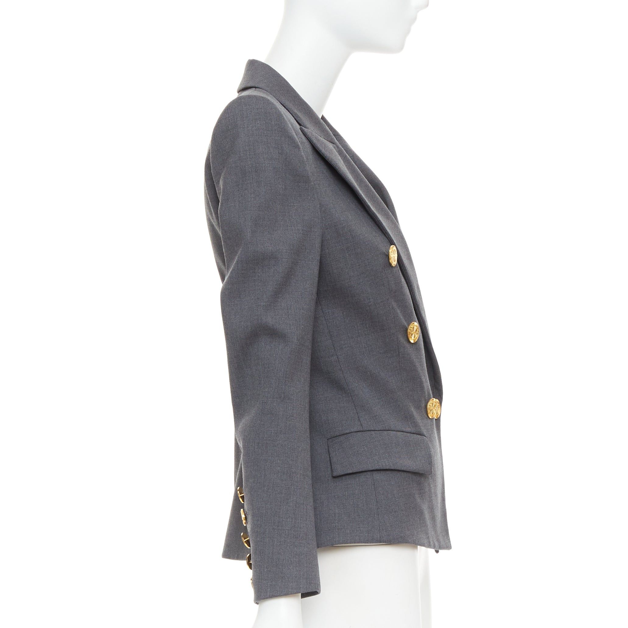 Alexandre Vauthier ALEXANDRE VAUTHIER grey wool gold sunburst buttons double breasted blazer jacket Size S / US 4 / IT 40 - 5 Thumbnail
