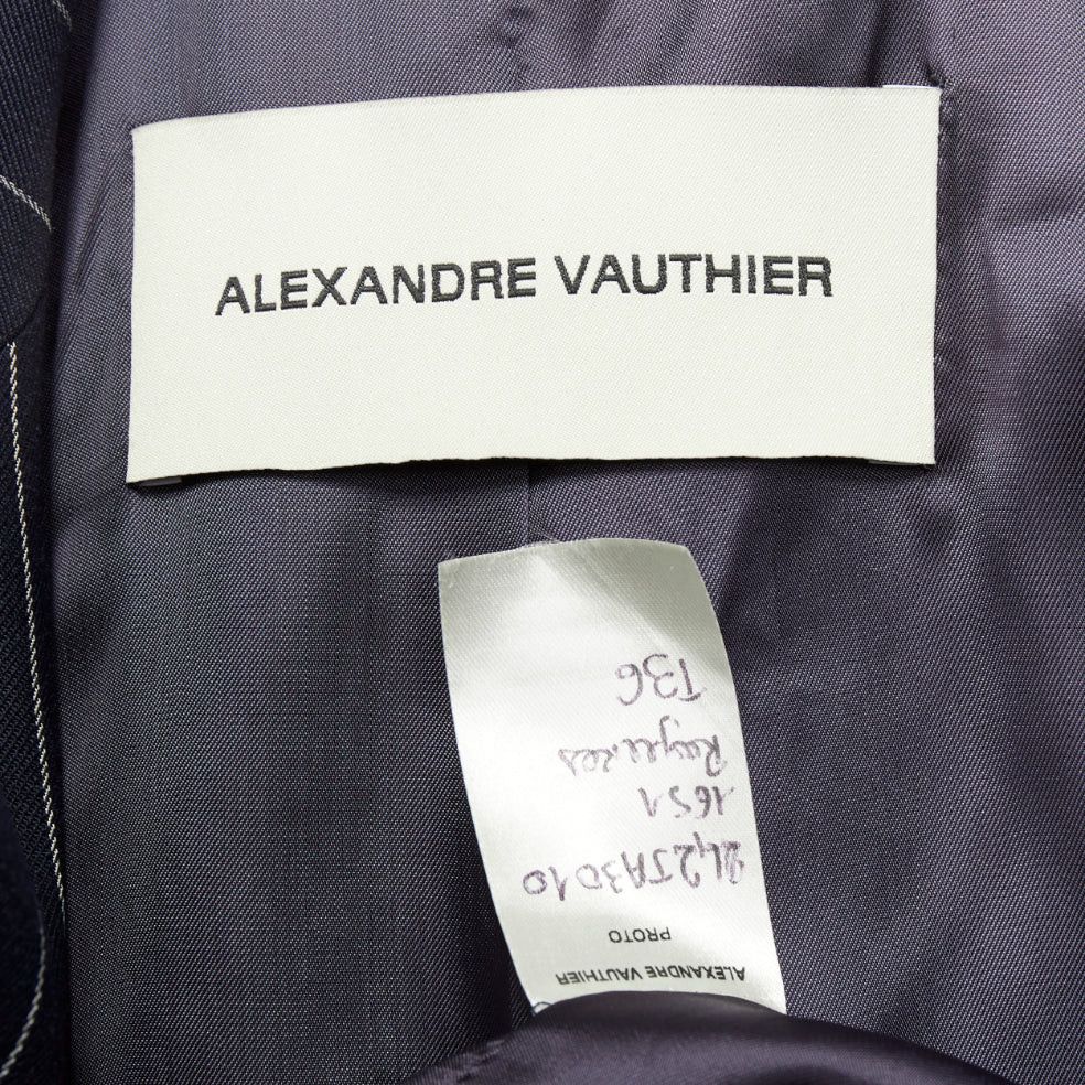 Alexandre Vauthier ALEXANDRE VAUTHIER navy blue pinstripe double breasted blazer jacket FR36 S Size M / US 6-8 / IT 42-44 - 9 Thumbnail
