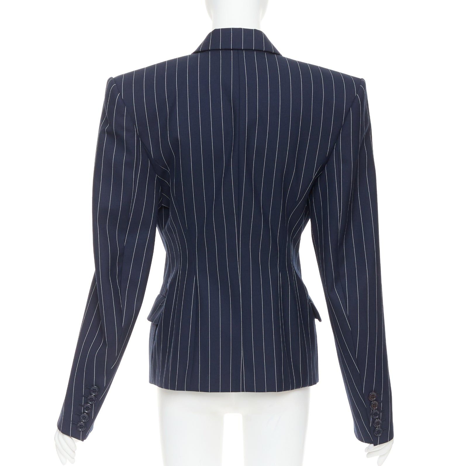 Alexandre Vauthier ALEXANDRE VAUTHIER navy blue pinstripe double breasted blazer jacket FR36 S Size M / US 6-8 / IT 42-44 - 6 Thumbnail