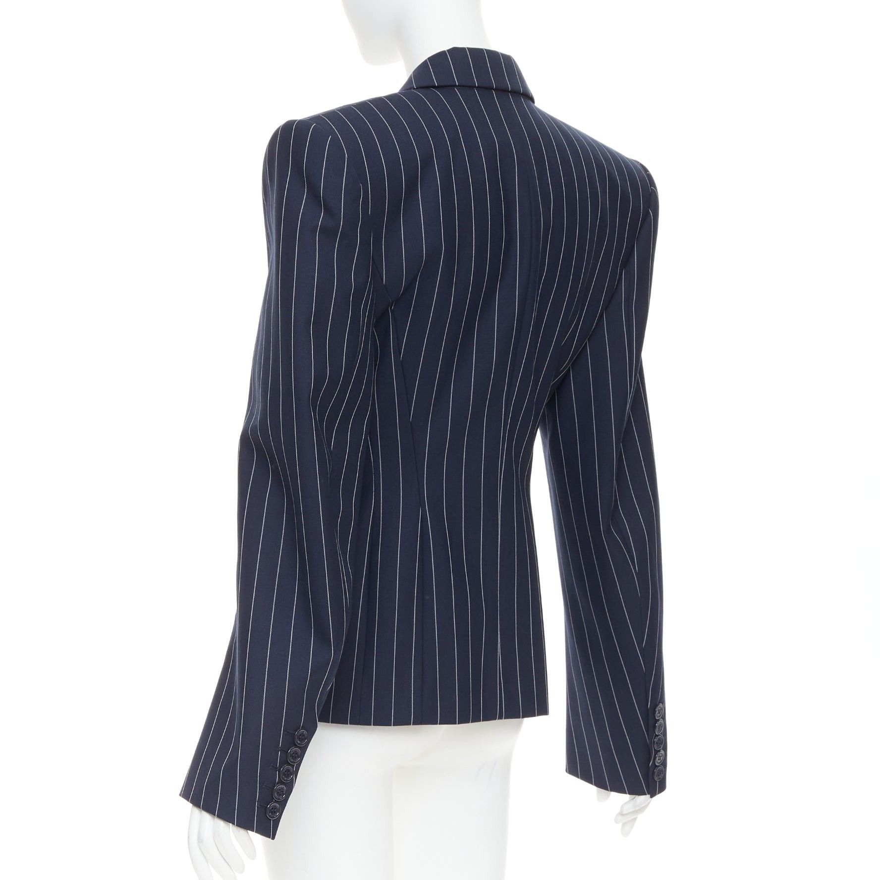 Alexandre Vauthier ALEXANDRE VAUTHIER navy blue pinstripe double breasted blazer jacket FR36 S Size M / US 6-8 / IT 42-44 - 7 Thumbnail