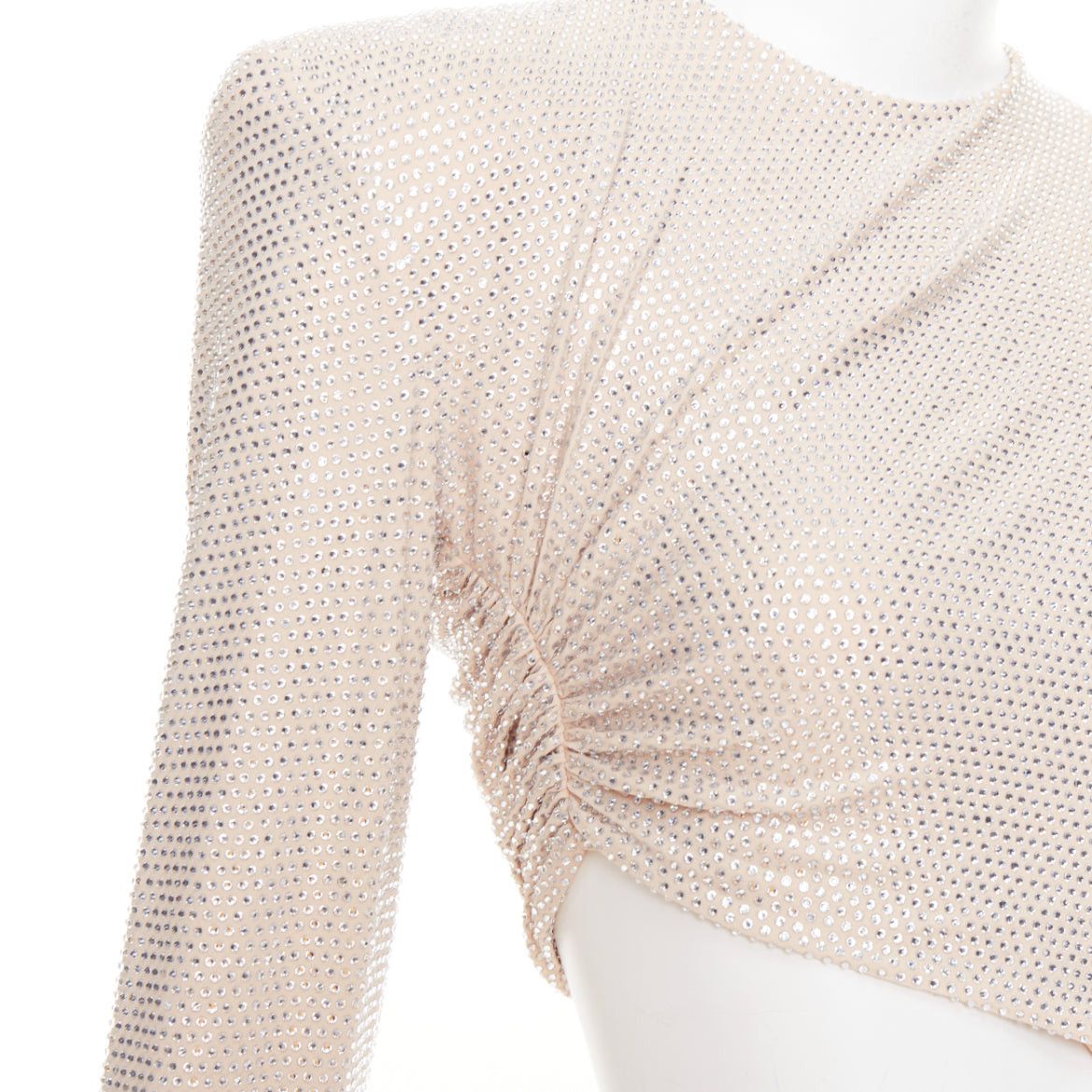 Alexandre Vauthier ALEXANDRE VAUTHIER 2023 Bridal ivory nude diamond strass crystal cut out draped gown Size S / US 4 / IT 40 - 8 Thumbnail