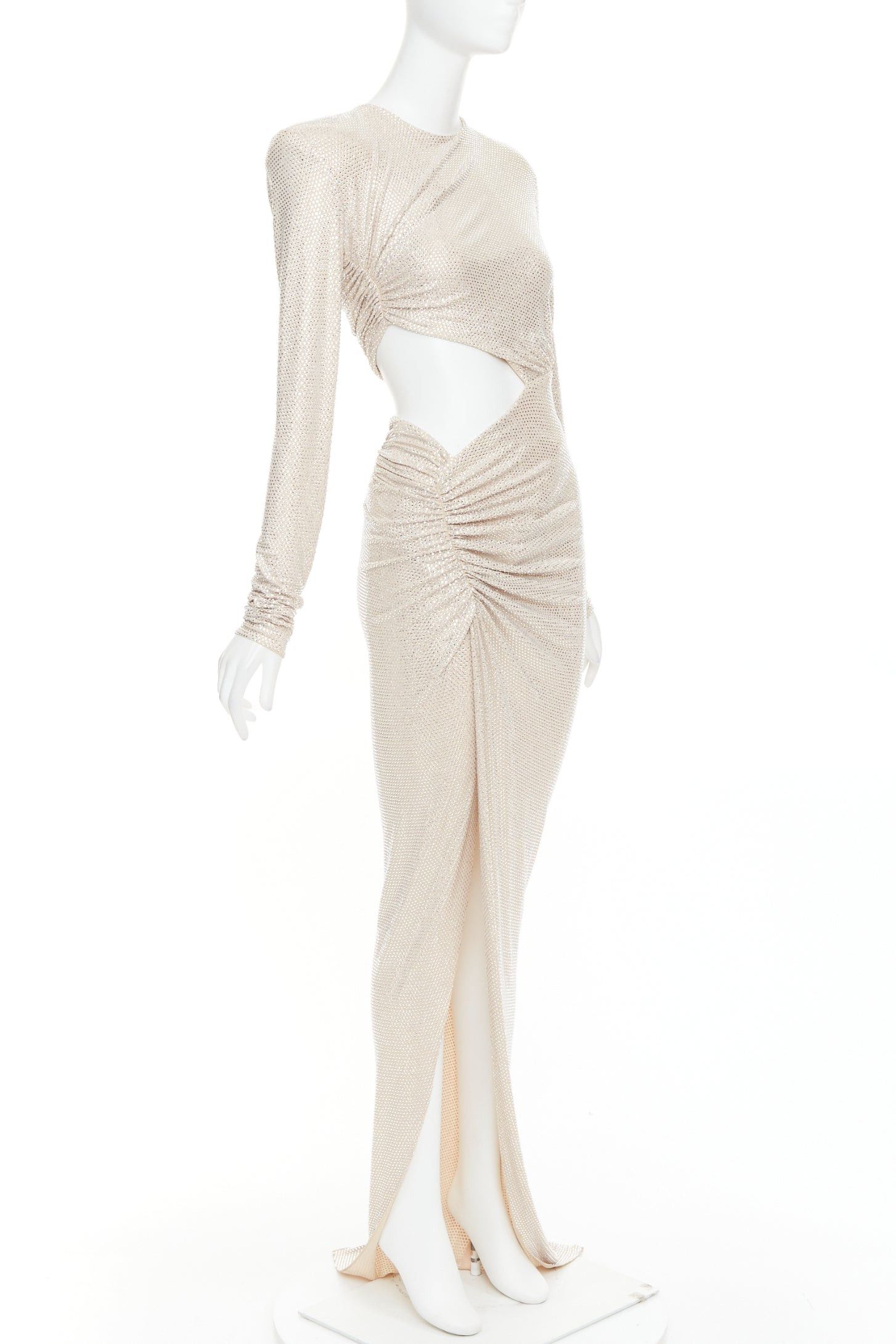 Alexandre Vauthier ALEXANDRE VAUTHIER 2023 Bridal ivory nude diamond strass crystal cut out draped gown Size S / US 4 / IT 40 - 3 Thumbnail