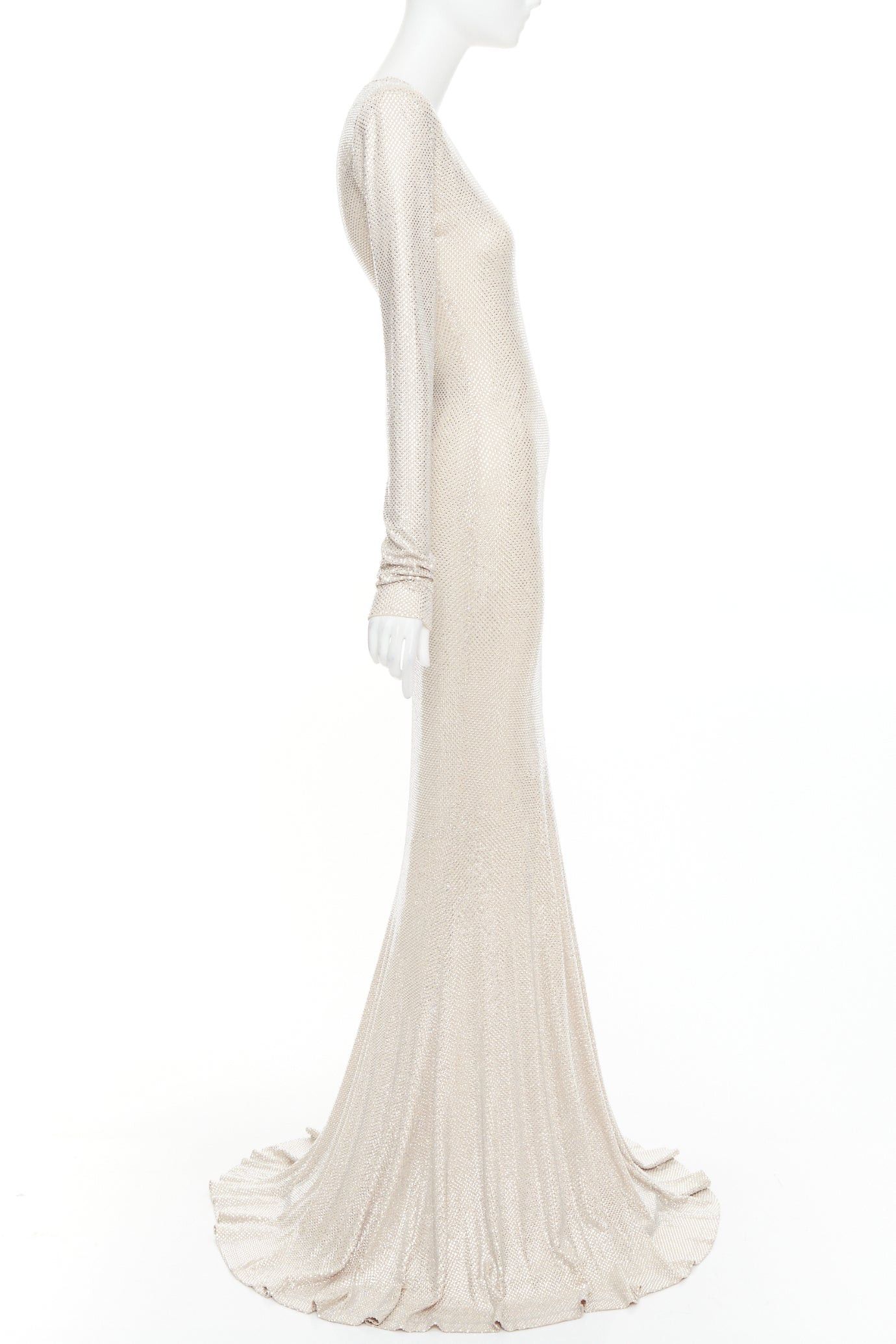 Alexandre Vauthier ALEXANDRE VAUTHIER Bridal ivory nude diamond strass crystal long sleeve gown dress Size S / US 4 / IT 40 - 4 Thumbnail