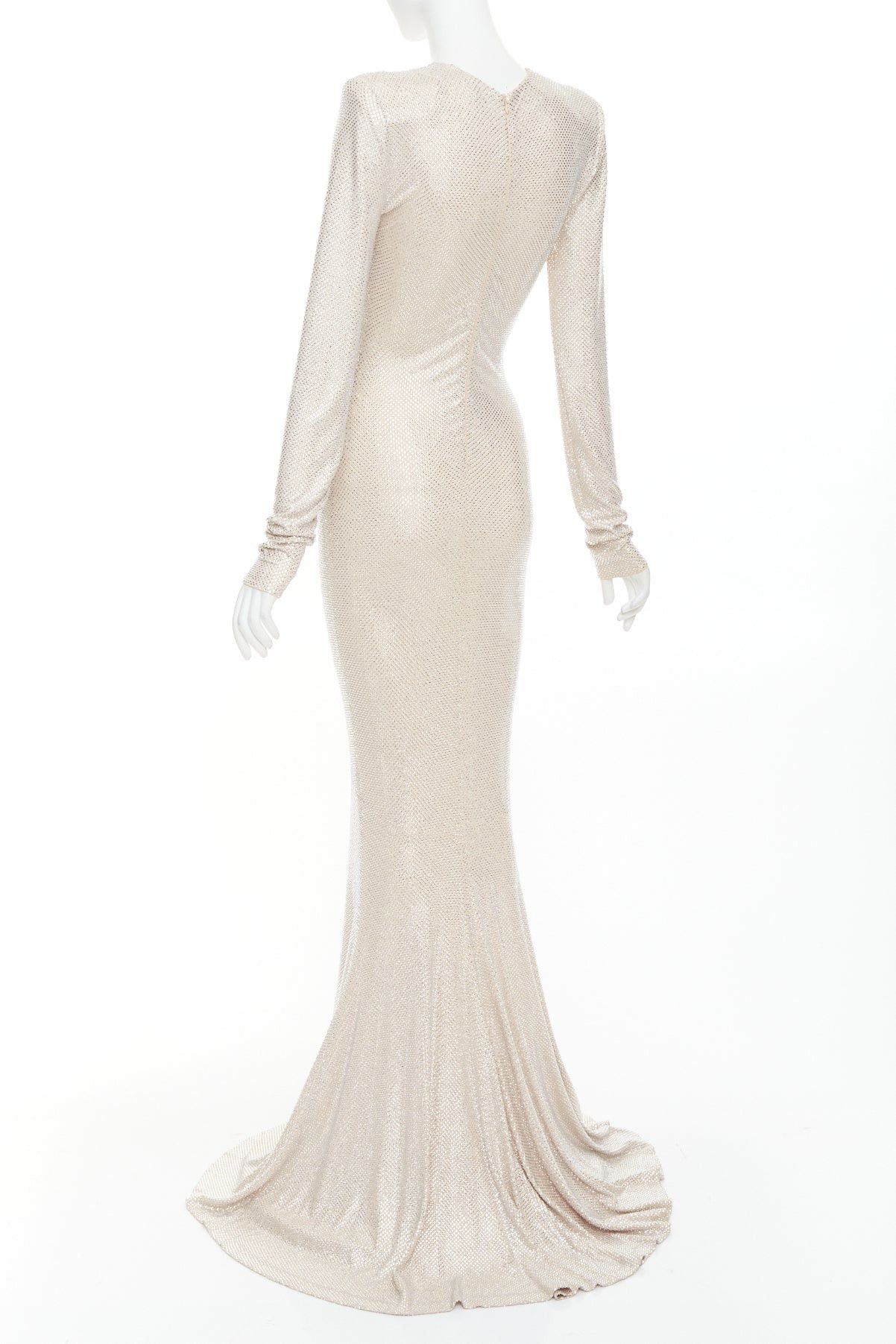 Alexandre Vauthier ALEXANDRE VAUTHIER Bridal ivory nude diamond strass crystal long sleeve gown dress Size S / US 4 / IT 40 - 6 Thumbnail