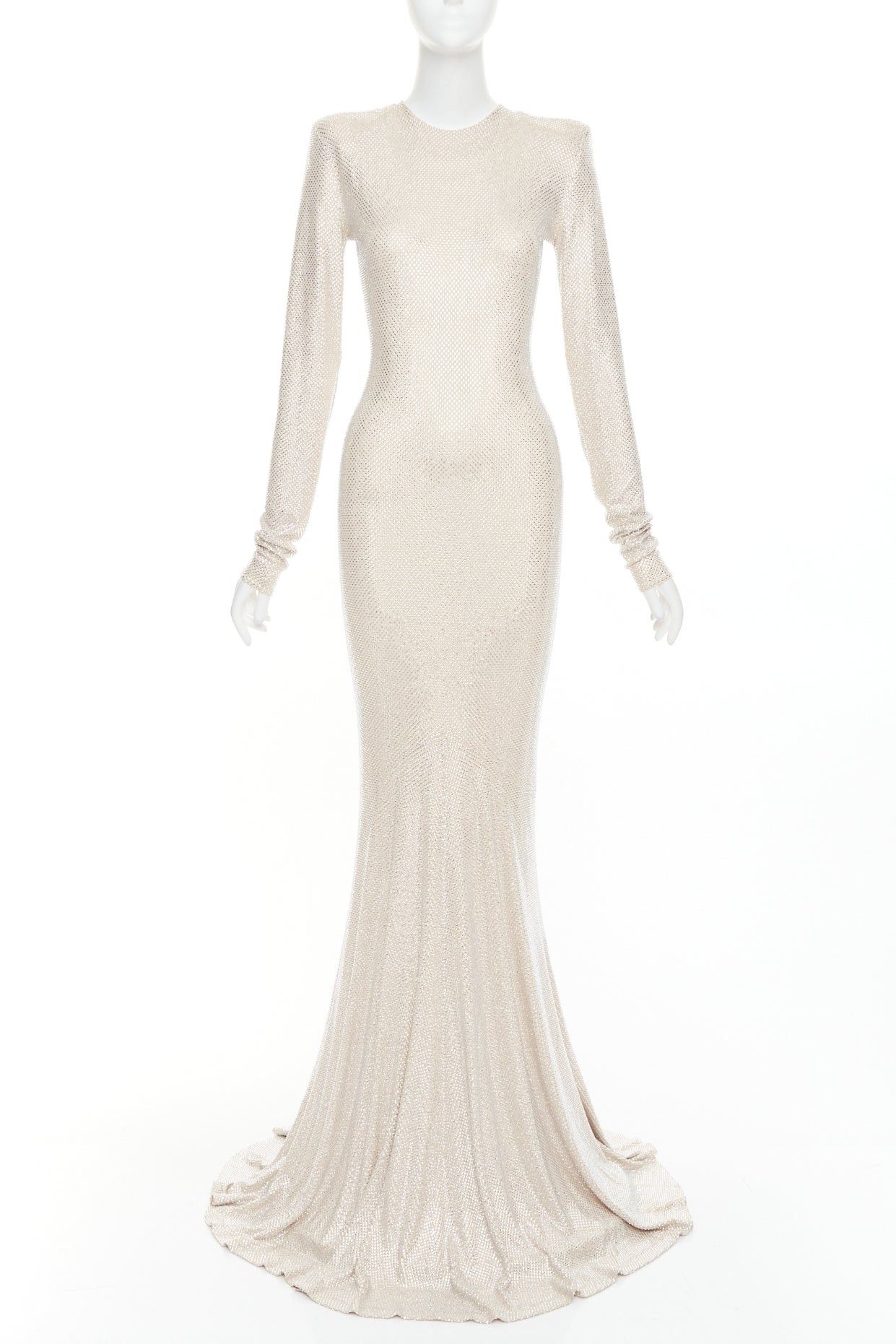 Alexandre Vauthier ALEXANDRE VAUTHIER Bridal ivory nude diamond strass crystal long sleeve gown dress Size S / US 4 / IT 40 - 3 Thumbnail