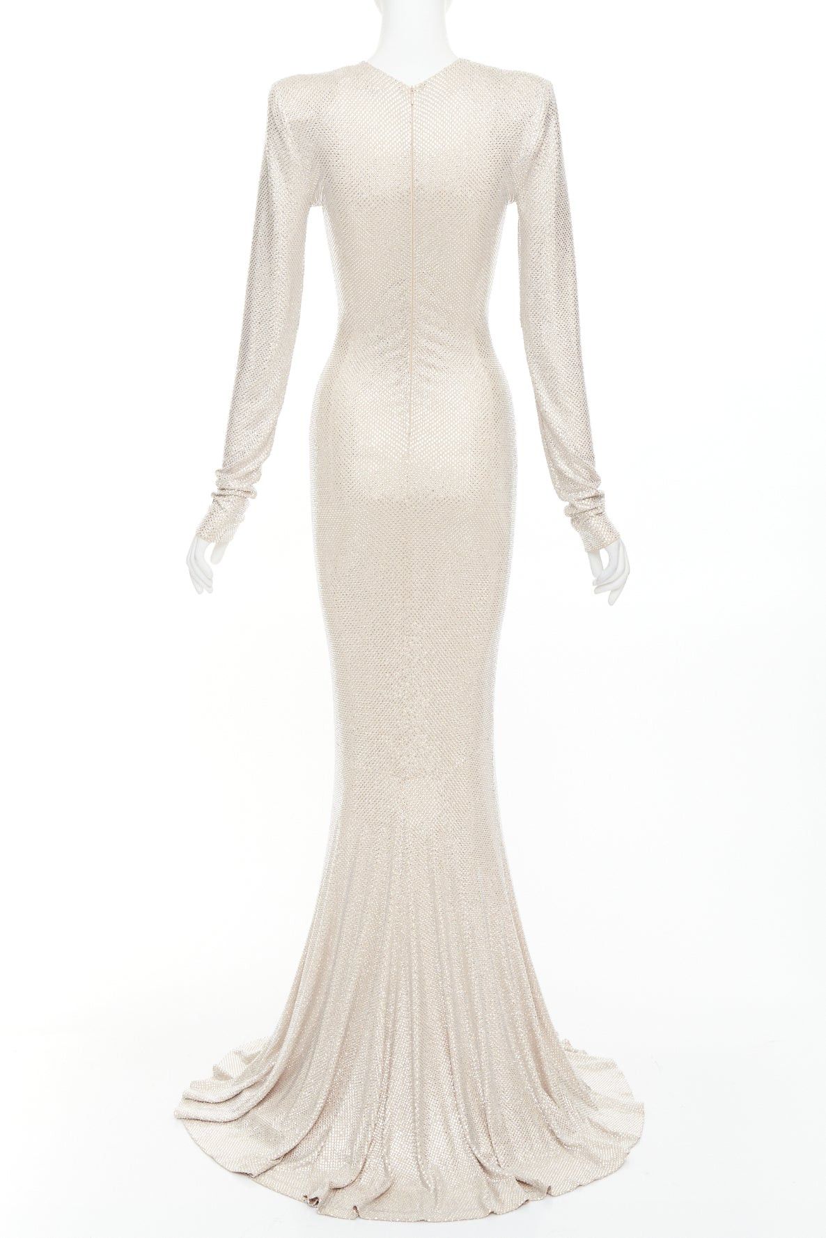 Alexandre Vauthier ALEXANDRE VAUTHIER Bridal ivory nude diamond strass crystal long sleeve gown dress Size S / US 4 / IT 40 - 5 Thumbnail