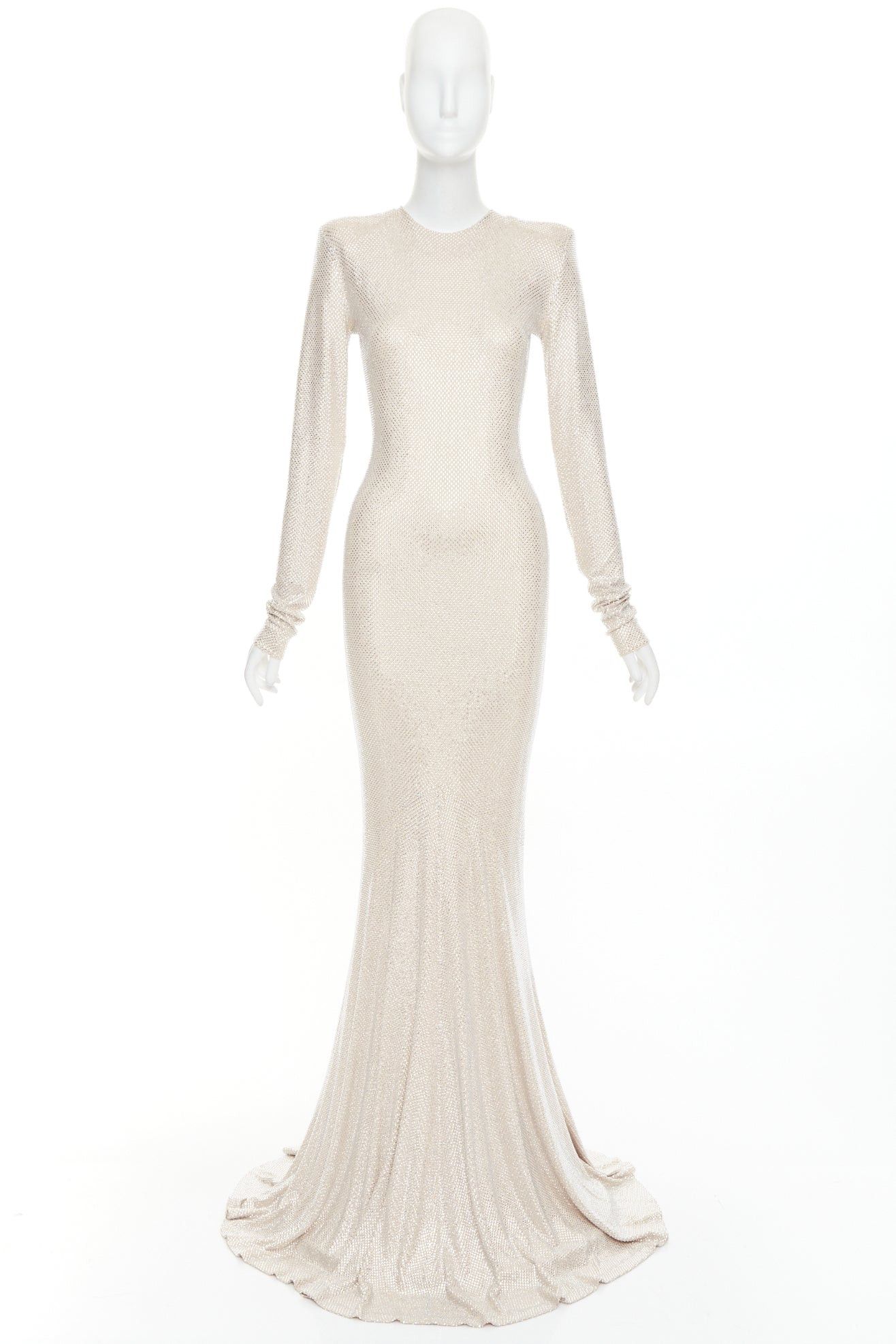 Alexandre Vauthier ALEXANDRE VAUTHIER Bridal ivory nude diamond strass crystal long sleeve gown dress Size S / US 4 / IT 40 - 12 Thumbnail