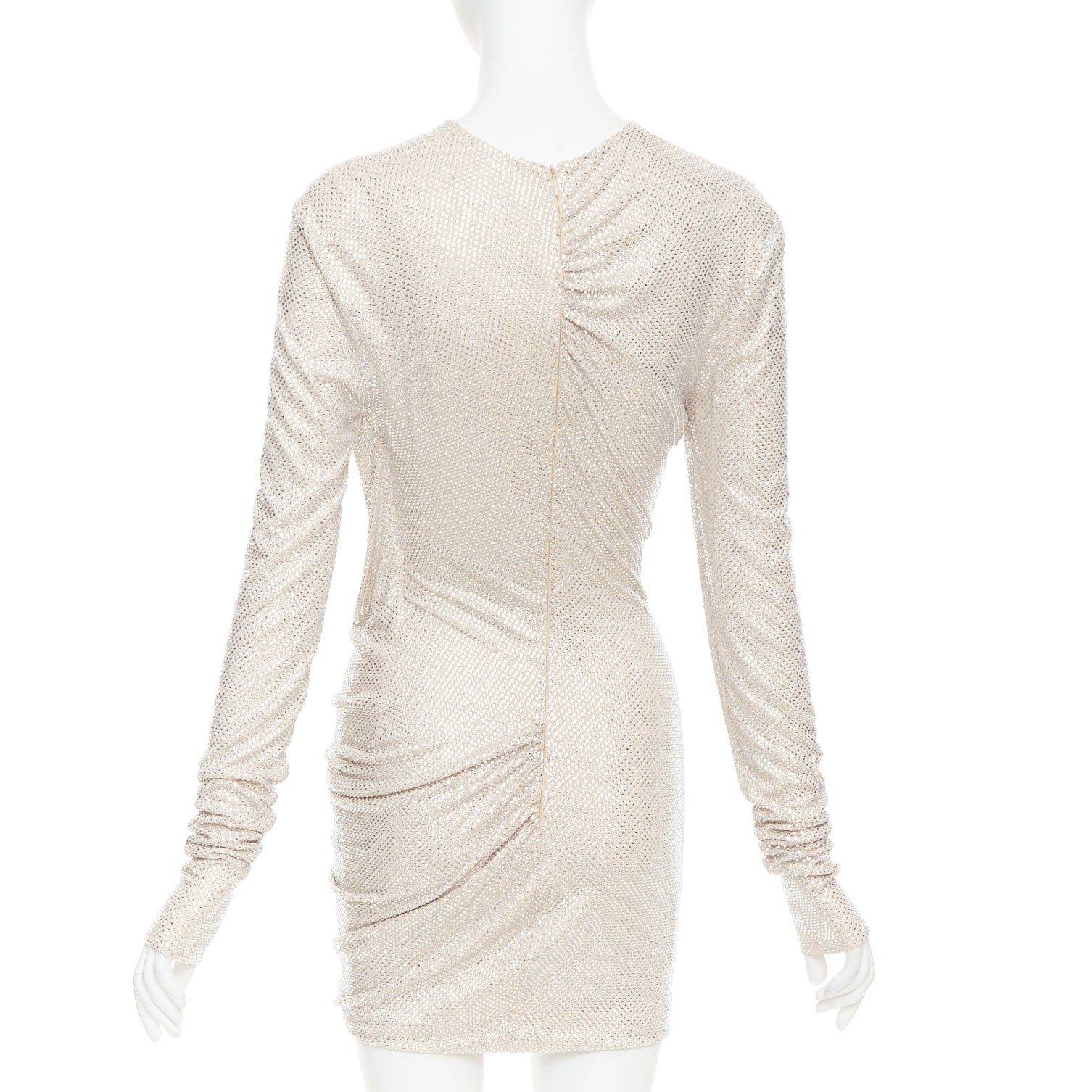 Alexandre Vauthier ALEXANDRE VAUTHIER AW2022 Bridal ivory nude diamond strass crystal asymmetric draped dress Size S / US 4 / IT 40 - 5 Thumbnail
