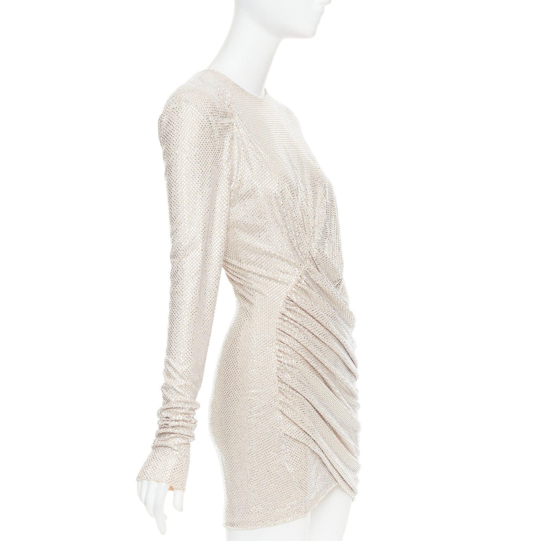 Alexandre Vauthier ALEXANDRE VAUTHIER AW2022 Bridal ivory nude diamond strass crystal asymmetric draped dress Size S / US 4 / IT 40 - 3 Thumbnail