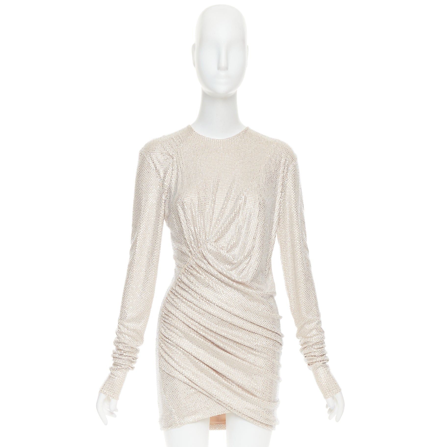 Alexandre Vauthier ALEXANDRE VAUTHIER AW2022 Bridal ivory nude diamond strass crystal asymmetric draped dress Size S / US 4 / IT 40 - 12 Thumbnail