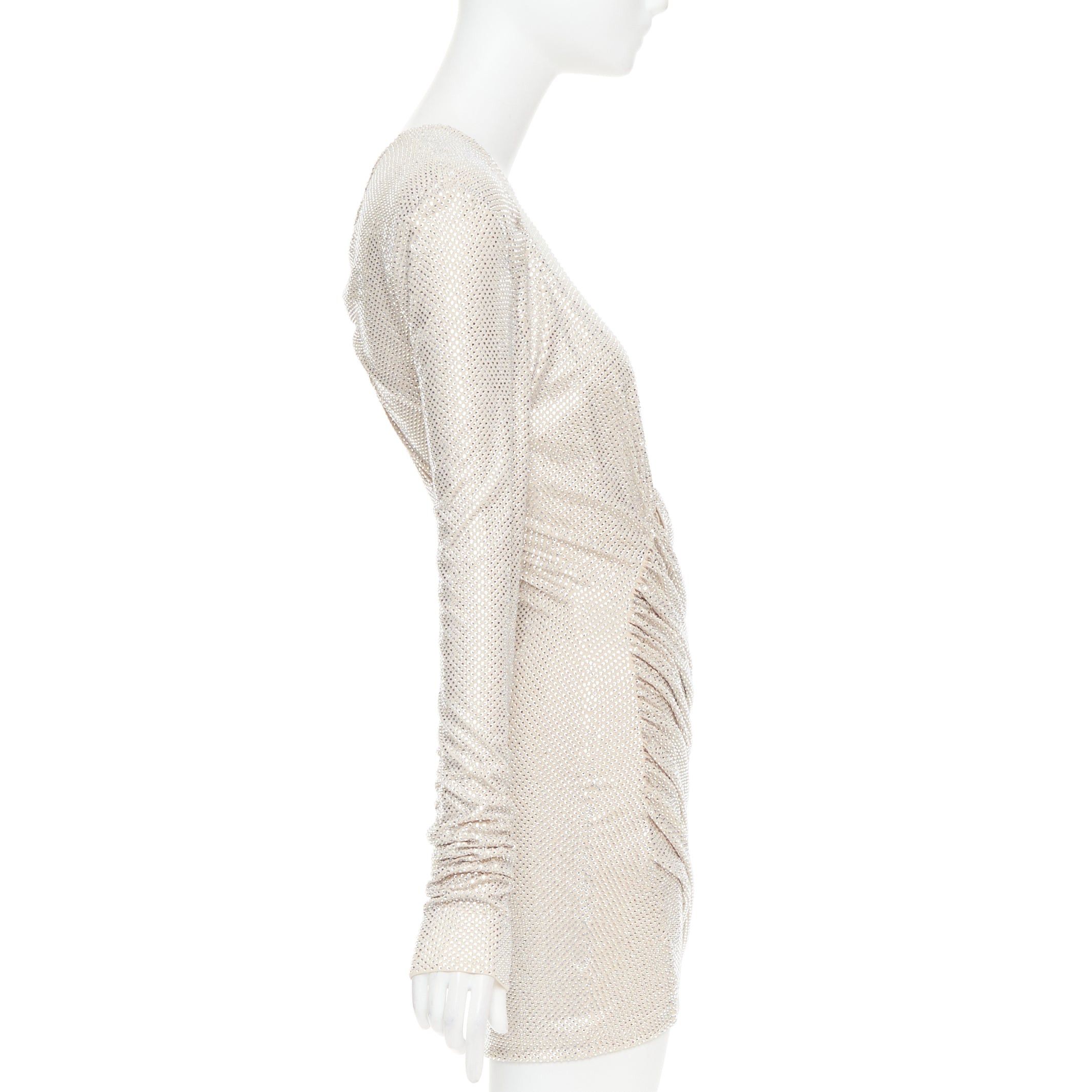 Alexandre Vauthier ALEXANDRE VAUTHIER AW2022 Bridal ivory nude diamond strass crystal asymmetric draped dress Size S / US 4 / IT 40 - 4 Thumbnail