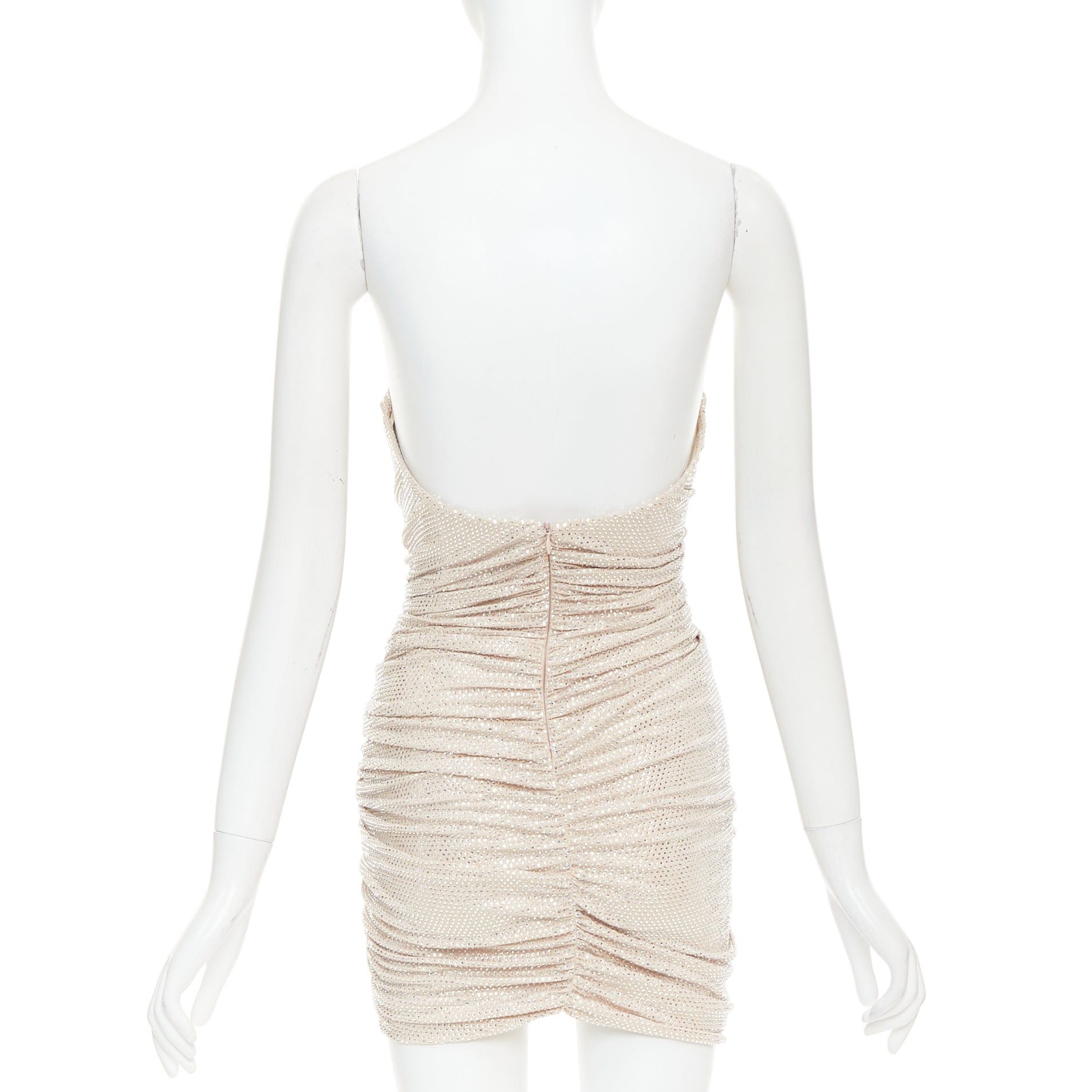 Alexandre Vauthier ALEXANDRE VAUTHIER 2023 Bridal ivory nude diamond strass crystal bustier asymmetric mini dress Size S / US 4 / IT 40 - 5 Thumbnail
