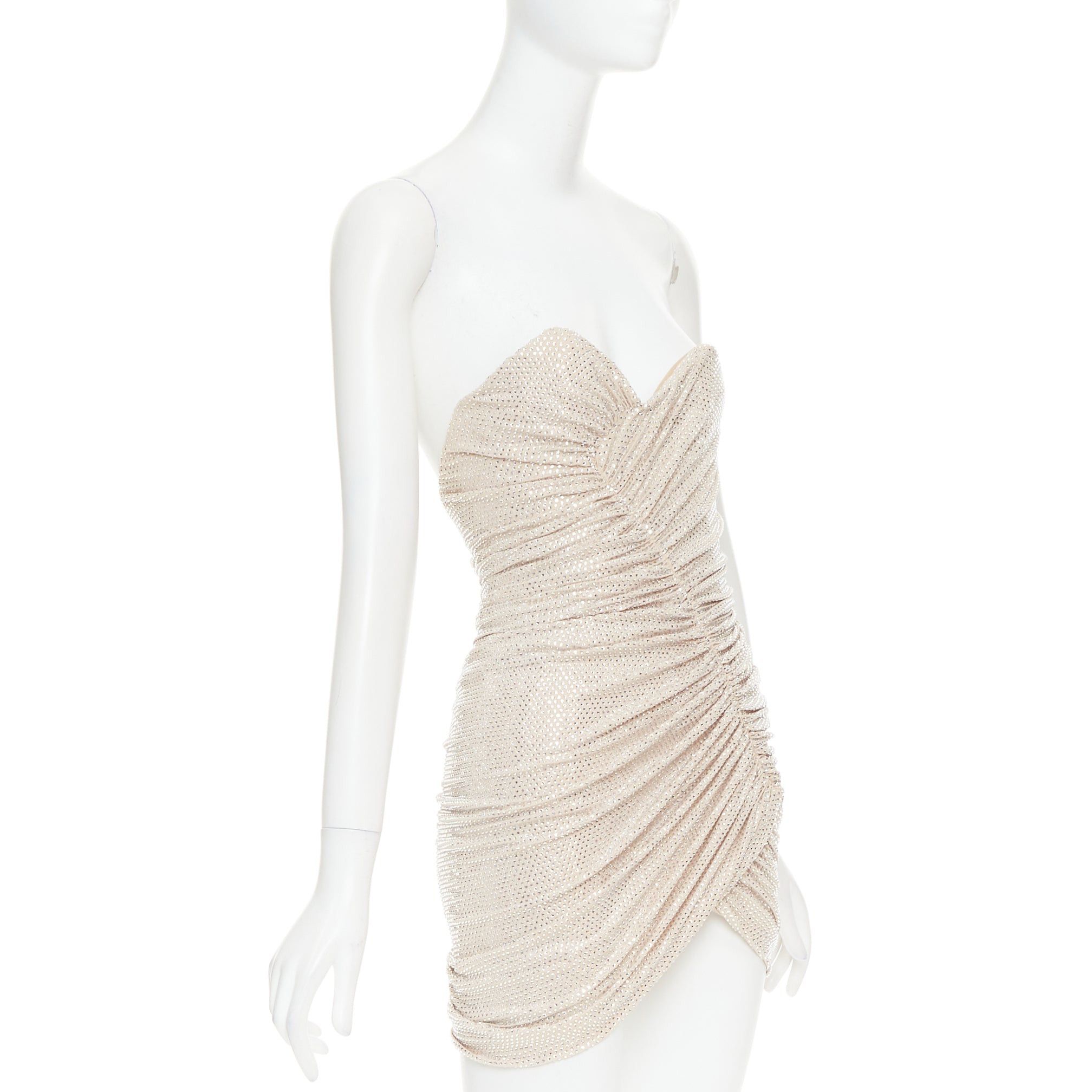 Alexandre Vauthier ALEXANDRE VAUTHIER 2023 Bridal ivory nude diamond strass crystal bustier asymmetric mini dress Size S / US 4 / IT 40 - 3 Thumbnail