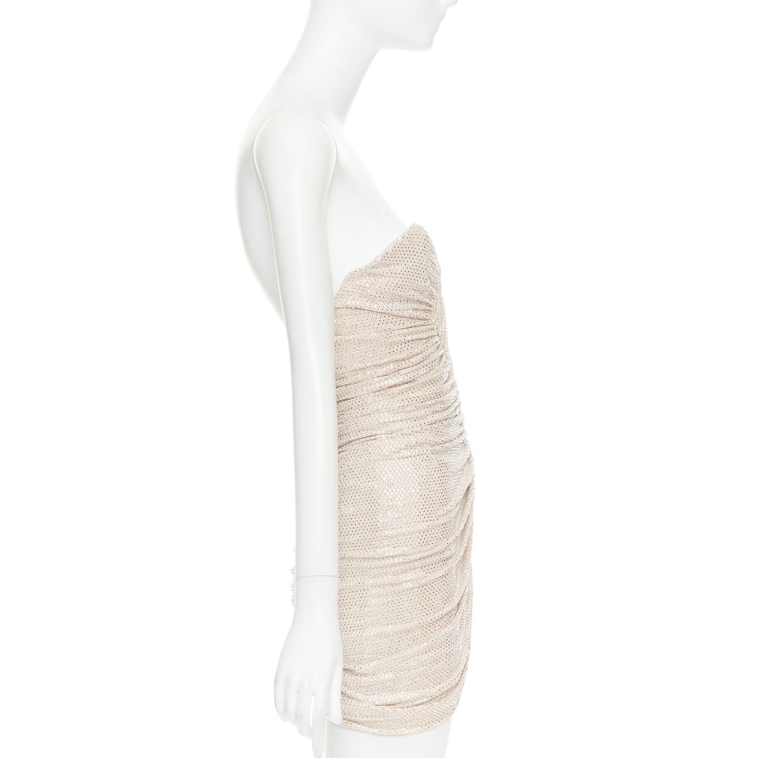 Alexandre Vauthier ALEXANDRE VAUTHIER 2023 Bridal ivory nude diamond strass crystal bustier asymmetric mini dress Size S / US 4 / IT 40 - 4 Thumbnail