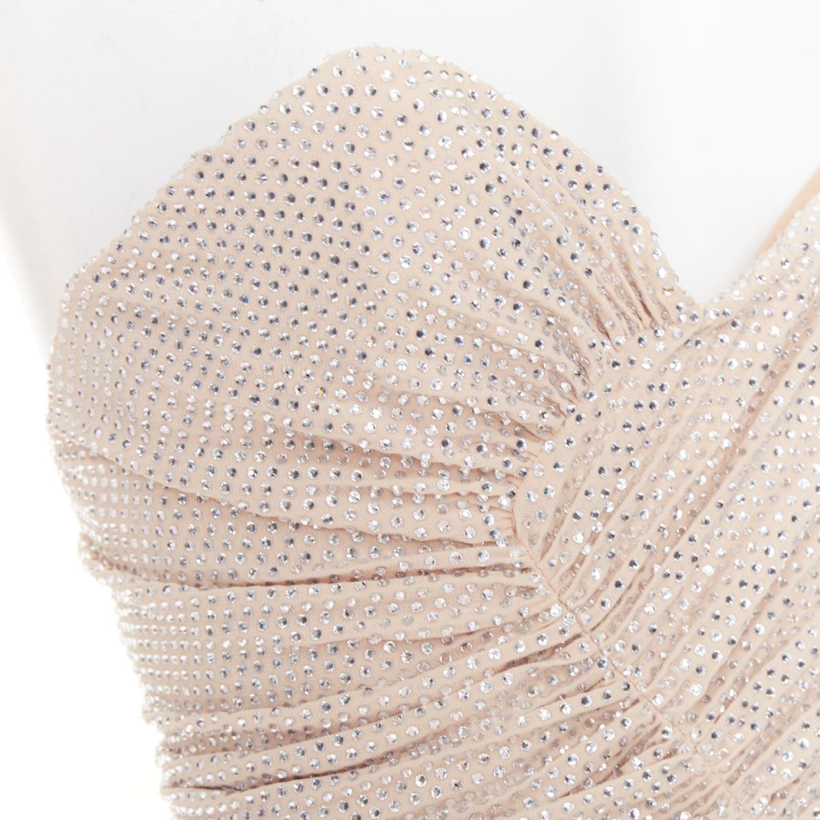 Alexandre Vauthier ALEXANDRE VAUTHIER 2023 Bridal ivory nude diamond strass crystal bustier asymmetric mini dress Size S / US 4 / IT 40 - 2 Thumbnail