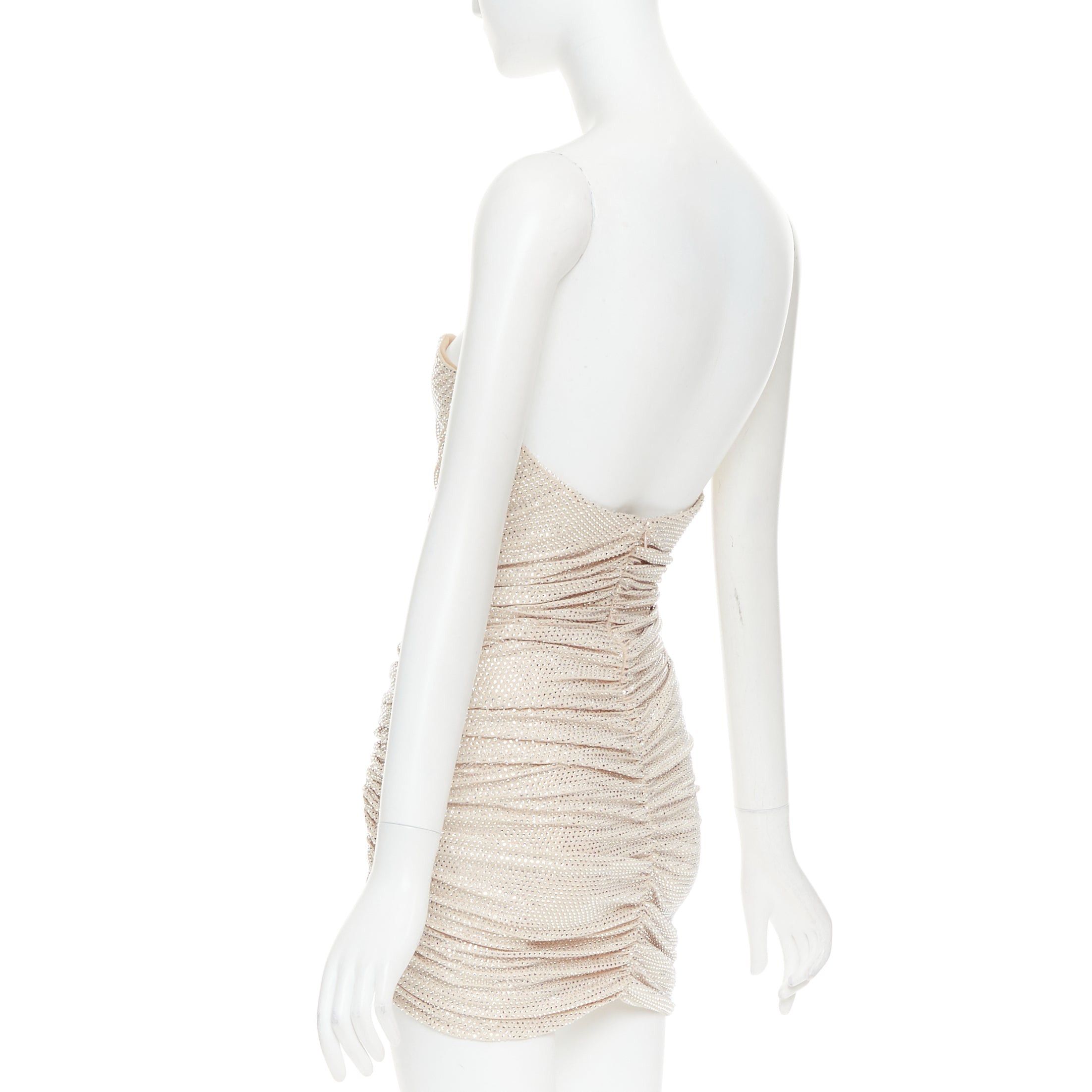 Alexandre Vauthier ALEXANDRE VAUTHIER 2023 Bridal ivory nude diamond strass crystal bustier asymmetric mini dress Size S / US 4 / IT 40 - 6 Thumbnail