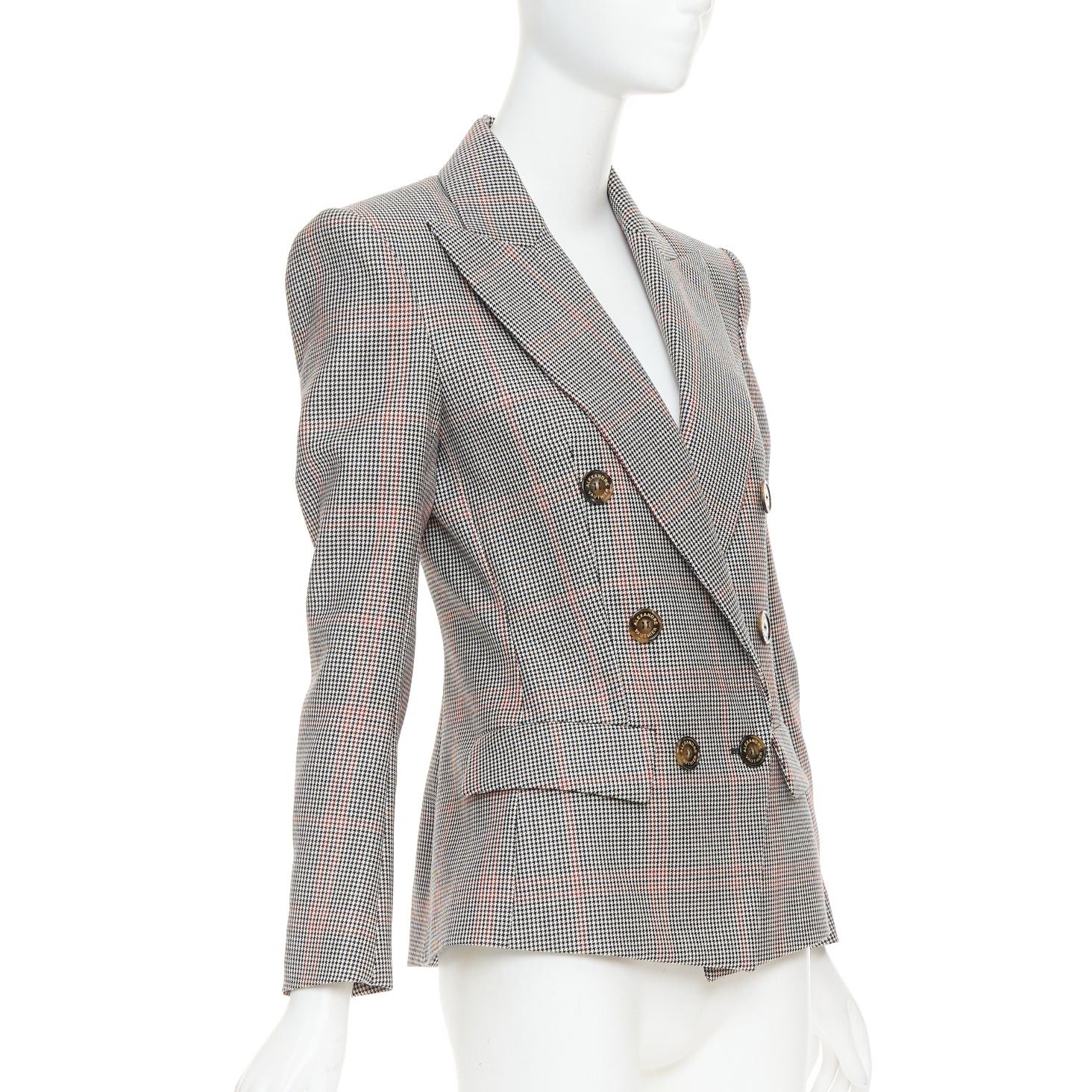 Alexandre Vauthier ALEXANDRE VAUTHIER COUTURE SS2021 Runway grey red glen plaid double breasted blazer Size S / US 4 / IT 40 - 4 Thumbnail