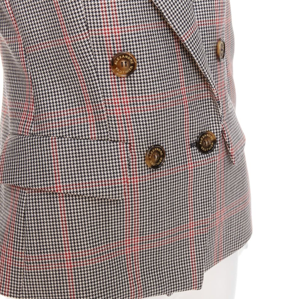 Alexandre Vauthier ALEXANDRE VAUTHIER COUTURE SS2021 Runway grey red glen plaid double breasted blazer Size S / US 4 / IT 40 - 2 Thumbnail