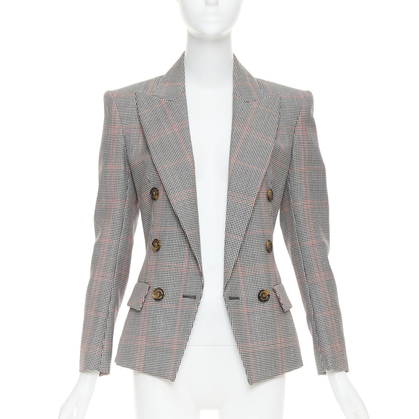Alexandre Vauthier ALEXANDRE VAUTHIER COUTURE SS2021 Runway grey red glen plaid double breasted blazer Size S / US 4 / IT 40 - 3 Thumbnail