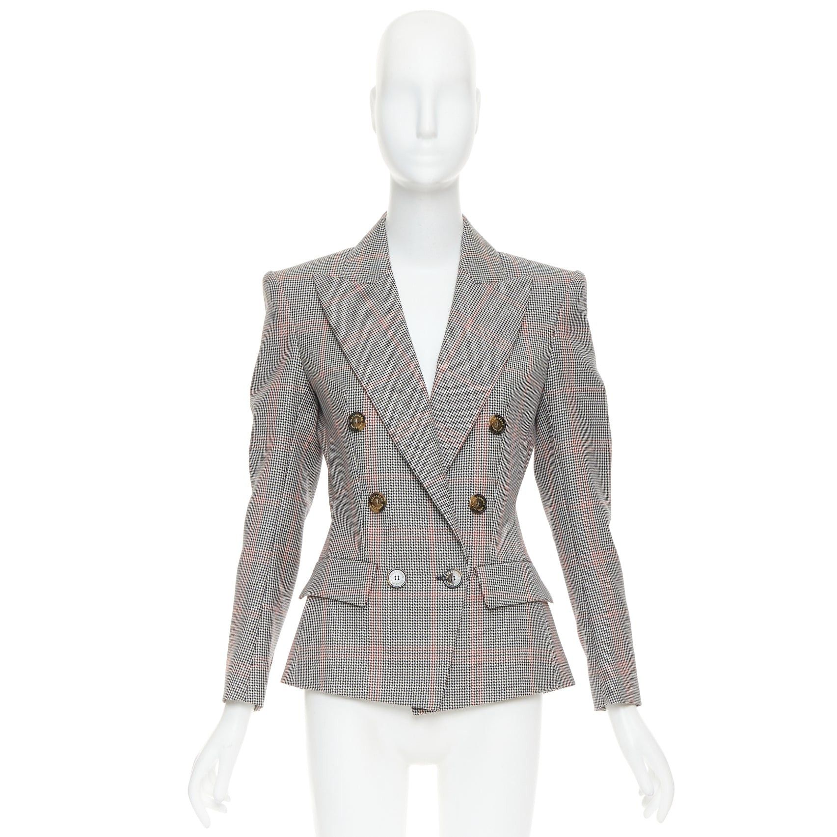 Alexandre Vauthier ALEXANDRE VAUTHIER COUTURE SS2021 Runway grey red glen plaid double breasted blazer Size S / US 4 / IT 40 - 10 Thumbnail