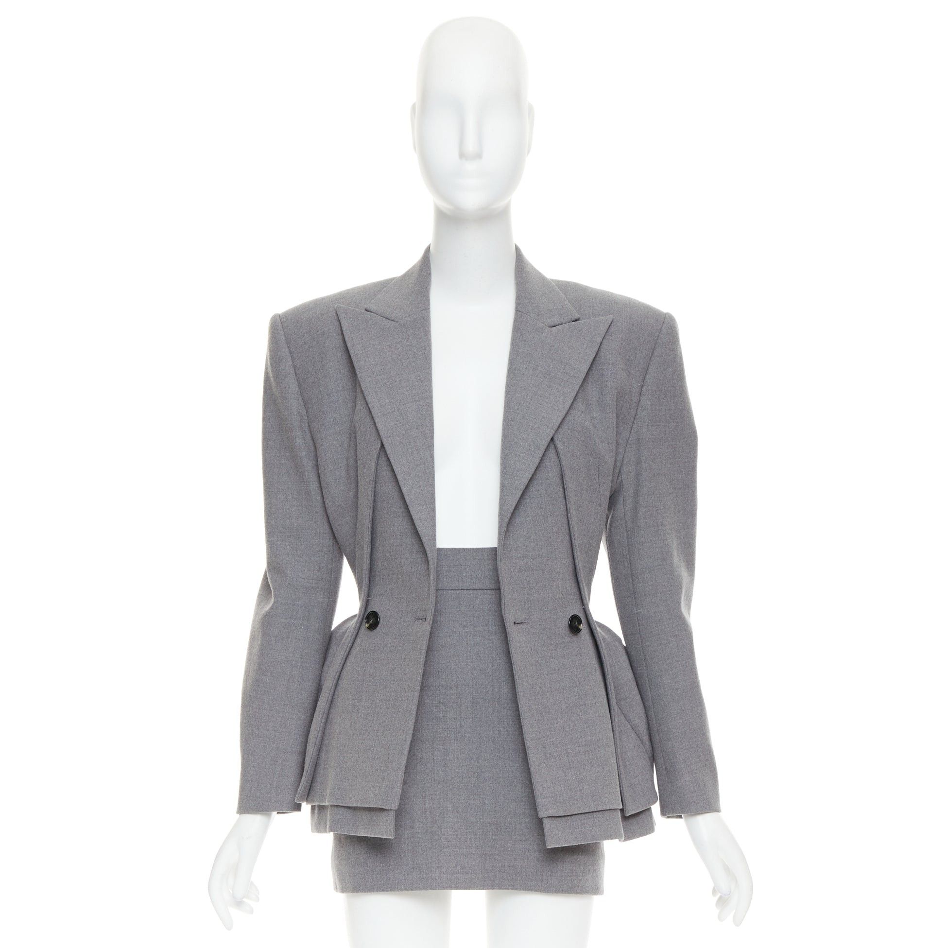 Alexandre Vauthier ALEXANDRE VAUTHIER COUTURE SS2022 Runway grey wasp waist padded hip blazer jacket Size S / US 4 / IT 40 - 14 Thumbnail