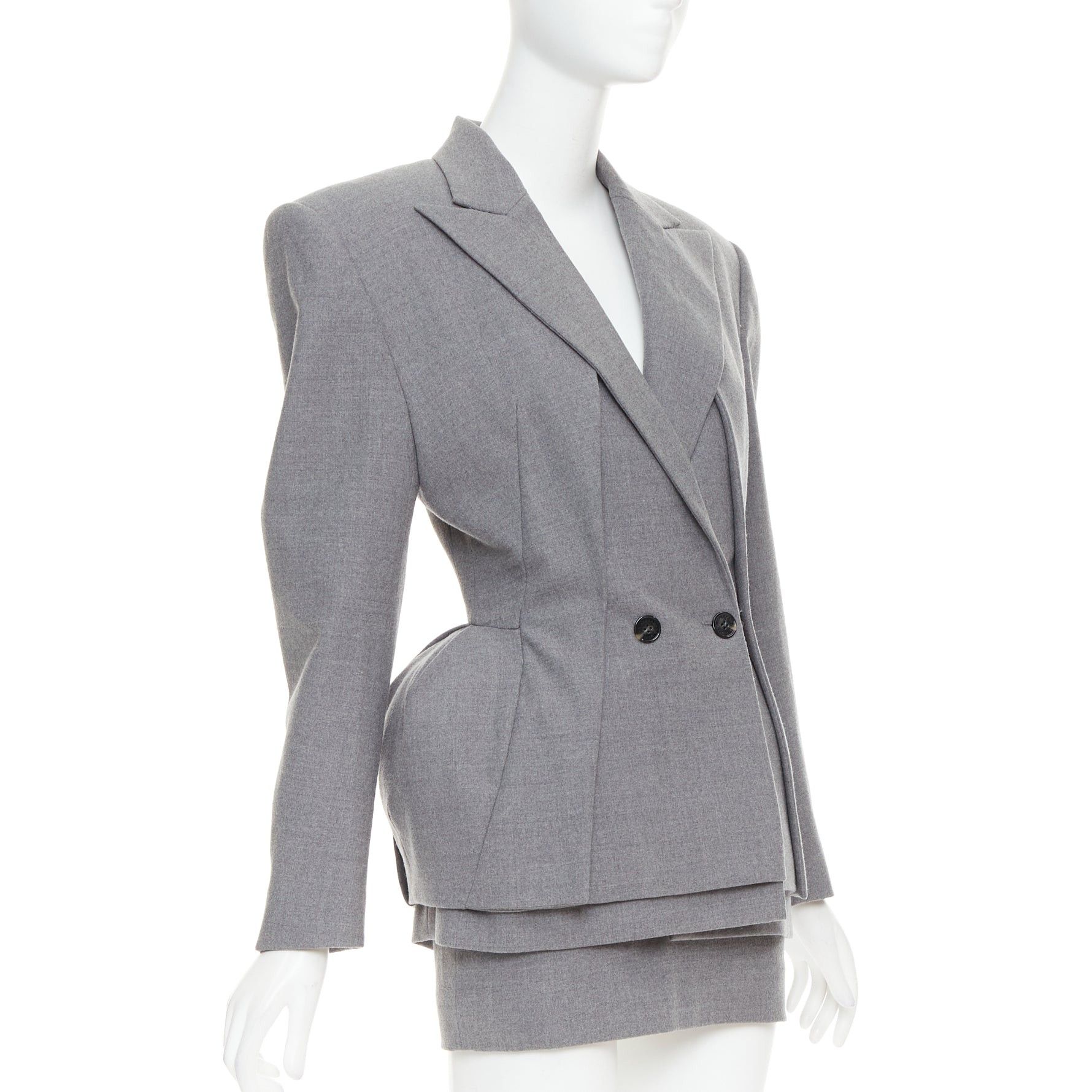 Alexandre Vauthier ALEXANDRE VAUTHIER COUTURE SS2022 Runway grey wasp waist padded hip blazer jacket Size S / US 4 / IT 40 - 4 Thumbnail