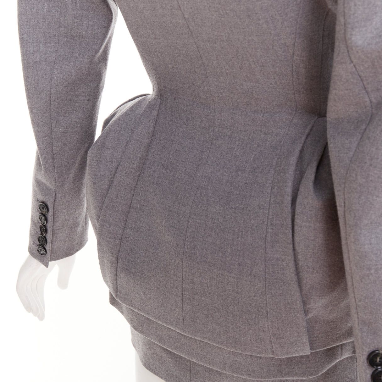Alexandre Vauthier ALEXANDRE VAUTHIER COUTURE SS2022 Runway grey wasp waist padded hip blazer jacket Size S / US 4 / IT 40 - 10 Thumbnail
