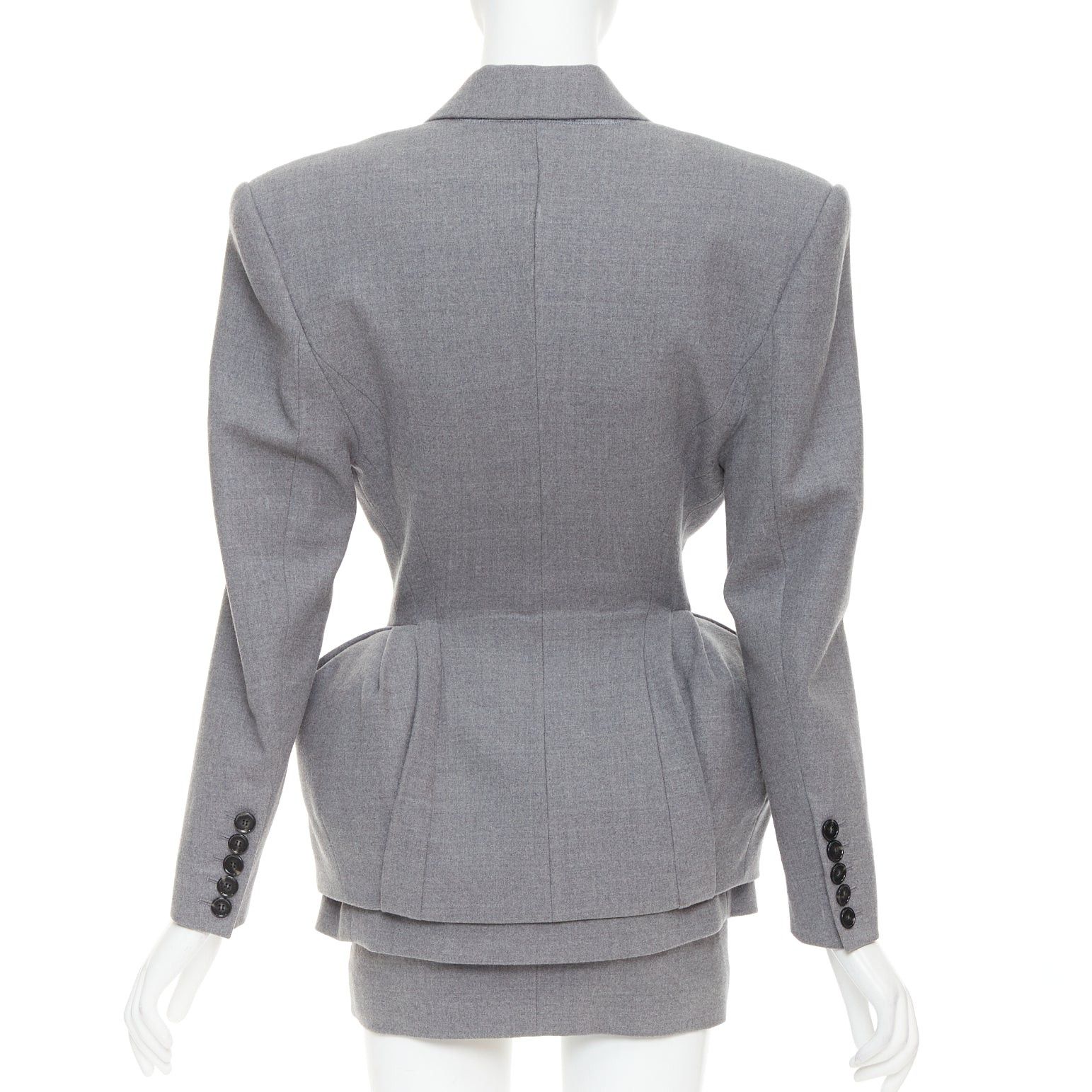 Alexandre Vauthier ALEXANDRE VAUTHIER COUTURE SS2022 Runway grey wasp waist padded hip blazer jacket Size S / US 4 / IT 40 - 6 Thumbnail