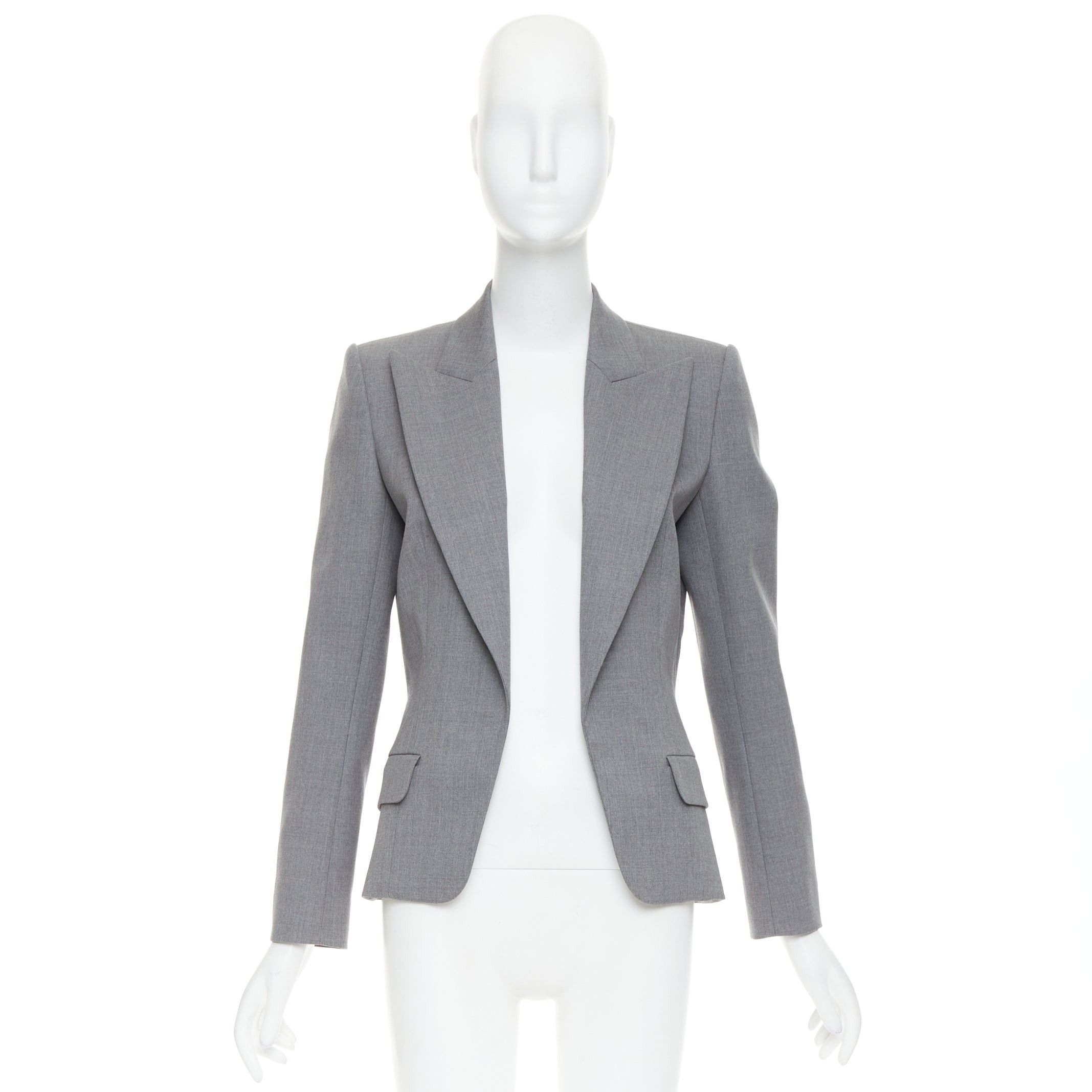 Alexandre Vauthier ALEXANDRE VAUTHIER COUTURE grey wooly peak lapel single breasted blazer jacket Size S / US 4 / IT 40 - 9 Thumbnail
