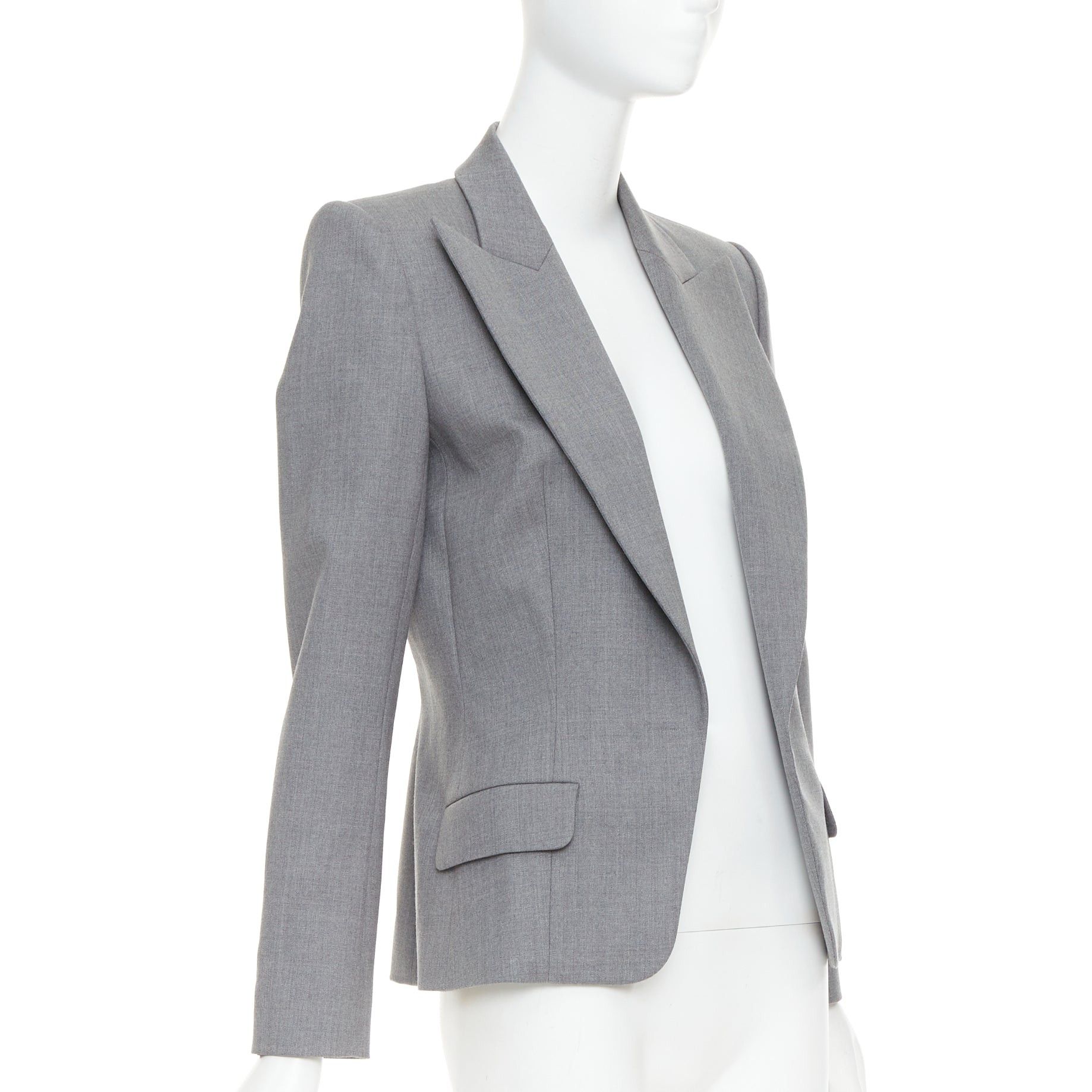 Alexandre Vauthier ALEXANDRE VAUTHIER COUTURE grey wooly peak lapel single breasted blazer jacket Size S / US 4 / IT 40 - 3 Thumbnail