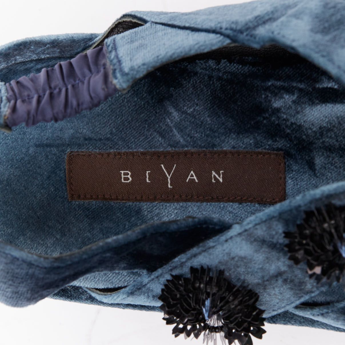 Other BIYAN blue velvet black beads sequin embellished platform wedges shoes EU39 Size US 9 / IT 39 - 9 Thumbnail
