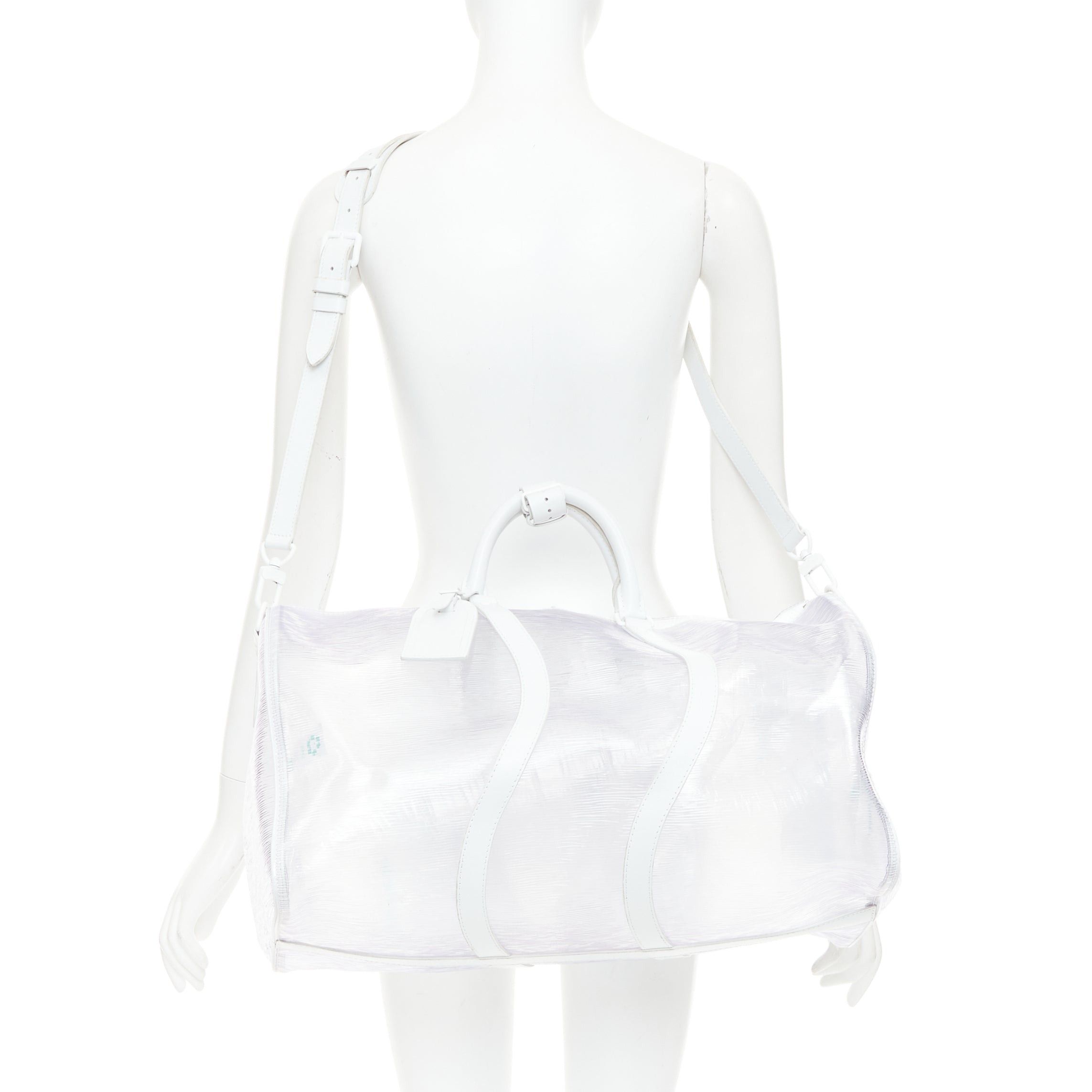 Louis Vuitton LOUIS VUITTON Virgil Abloh 2019 Keepall Bandouliere 50 white epi PVC leather trim travel bag Size ONE SIZE - 2 Thumbnail